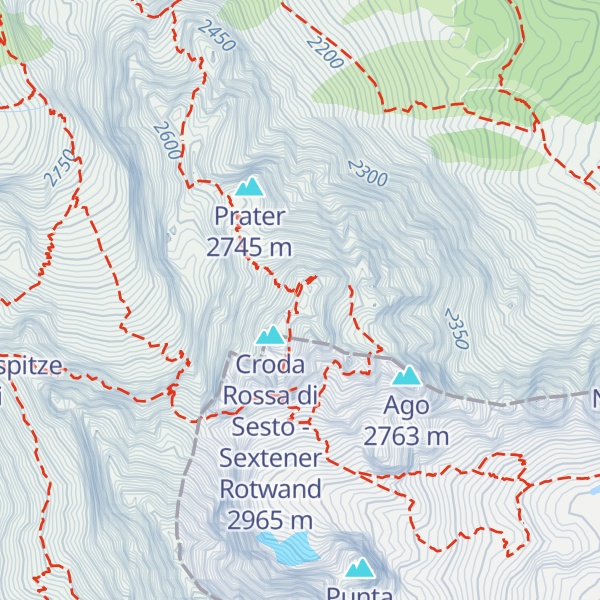 Map of Sextener Rotwand Gipfelkreuz