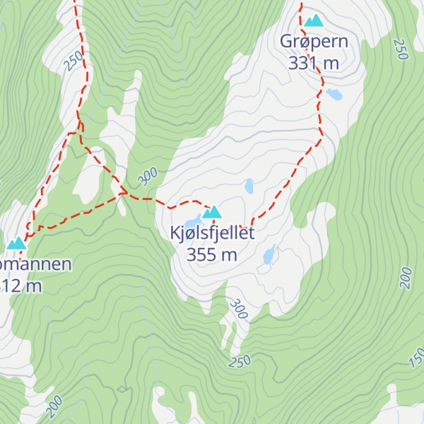 Map of Kjølsfjellet