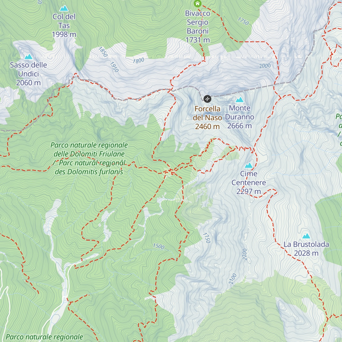 Rifugio Maniago map