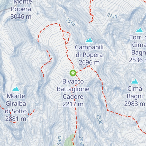 Map of Bivacco Battaglione Cadore