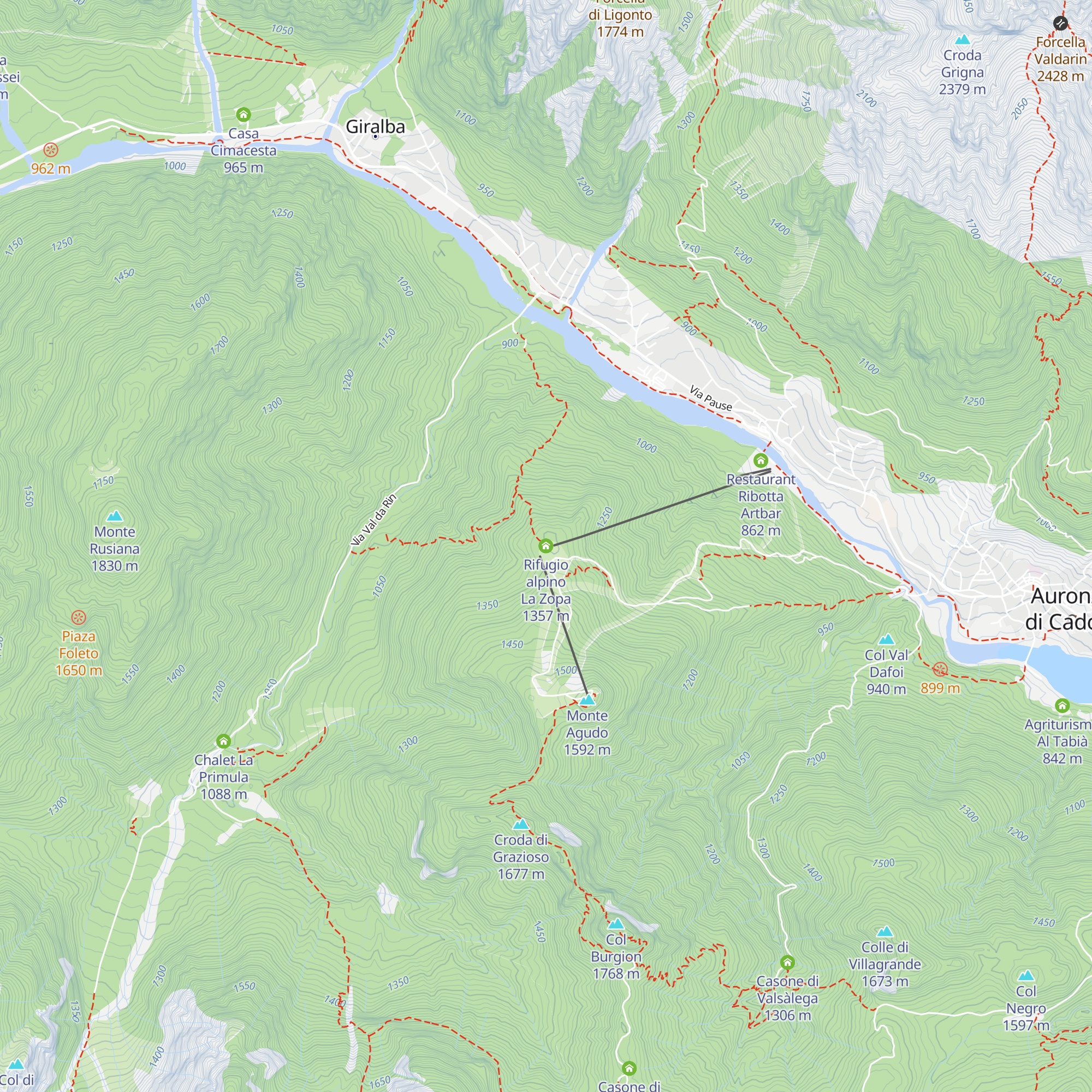 Rifugio alpino La Zopa map