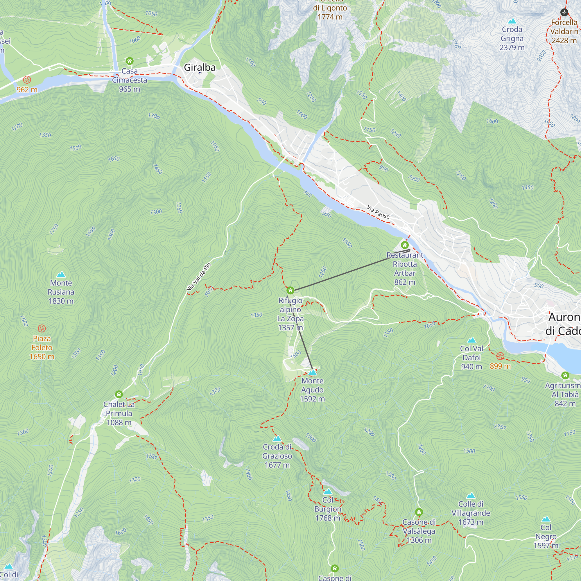 Rifugio alpino La Zopa map