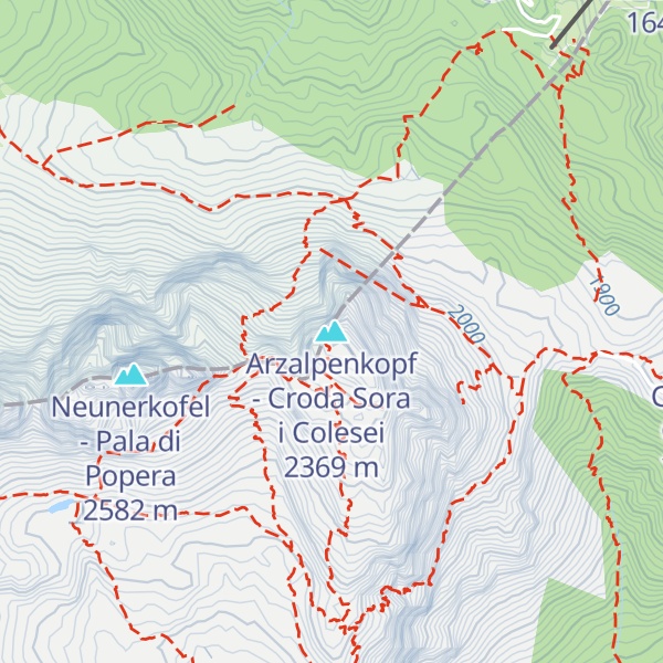 Map of Arzalpenkopf - Croda Sora i Colesei