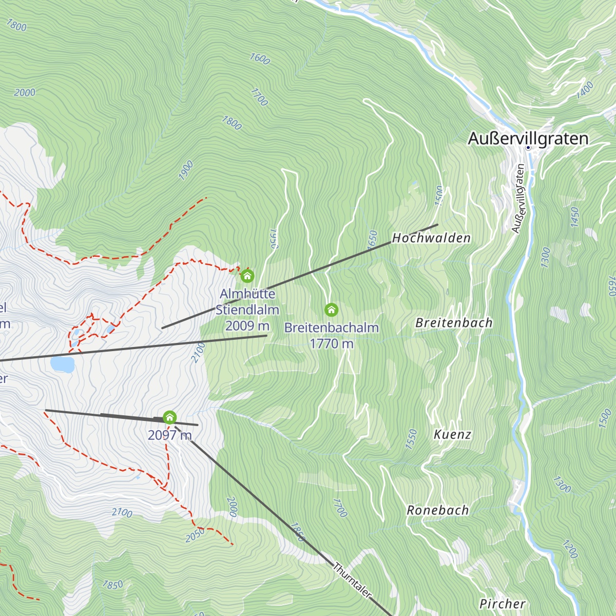 Rehblickhütte - Trojeralm map