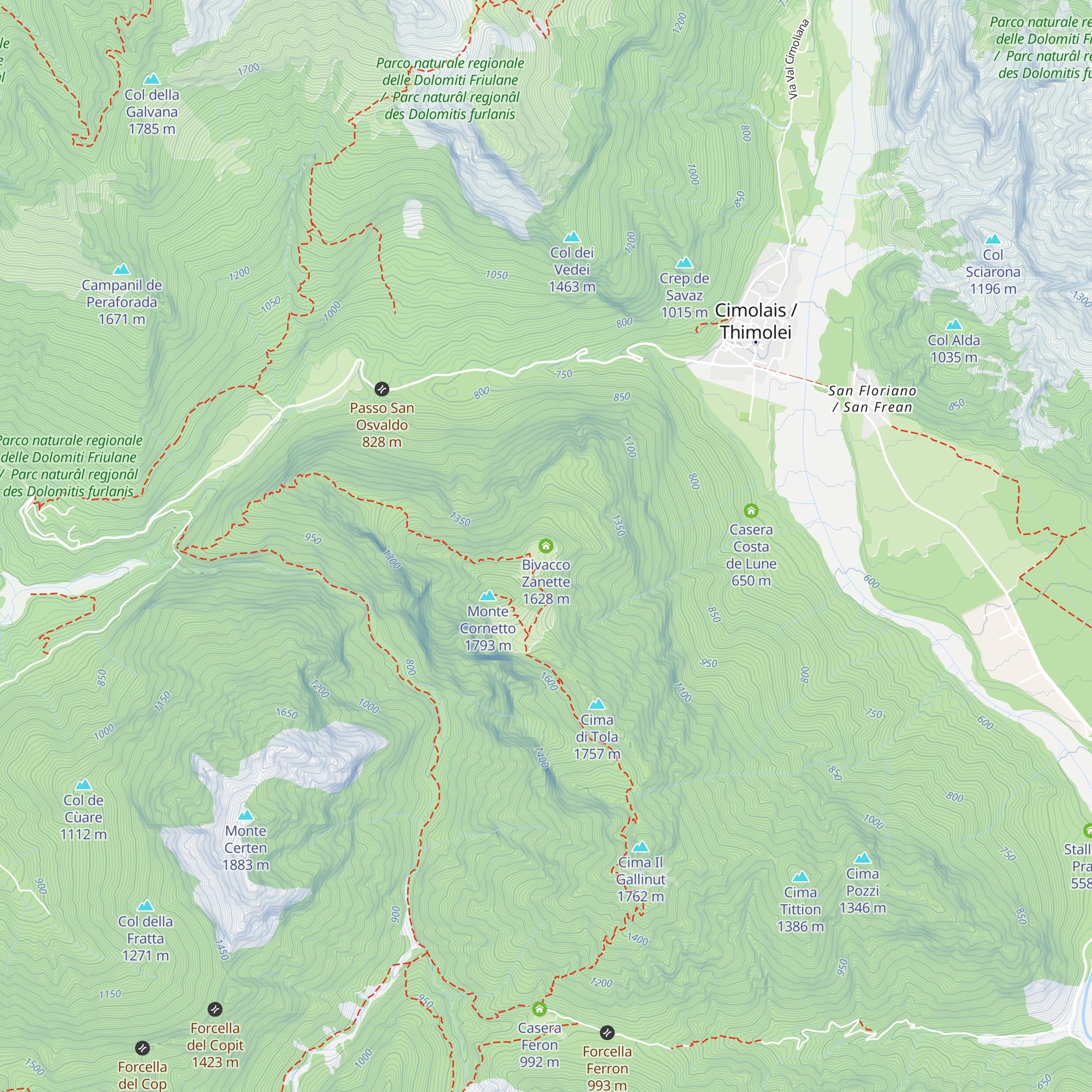 Bivacco Zanette map