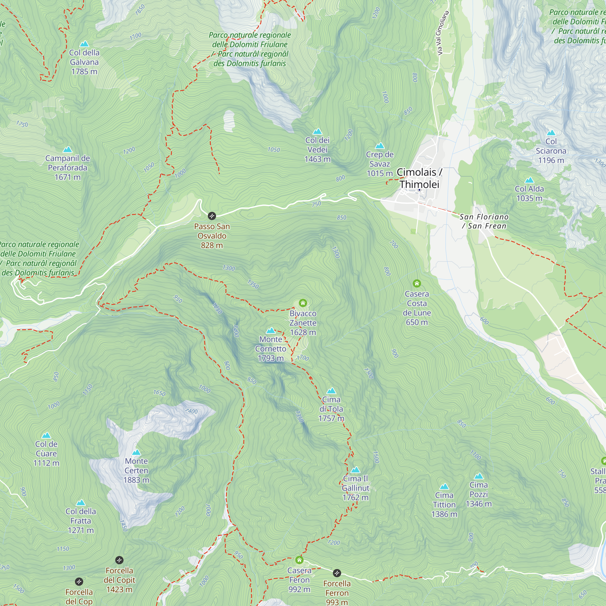 Bivacco Zanette map