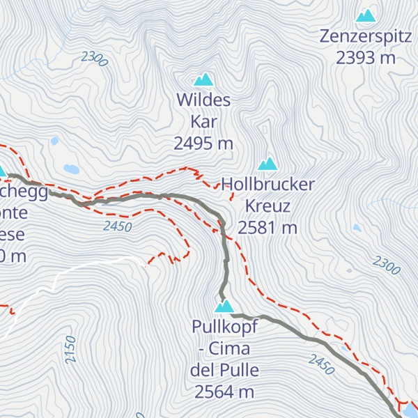 Map of Hollbrucker Spitze - Cima di Pontegrotta
