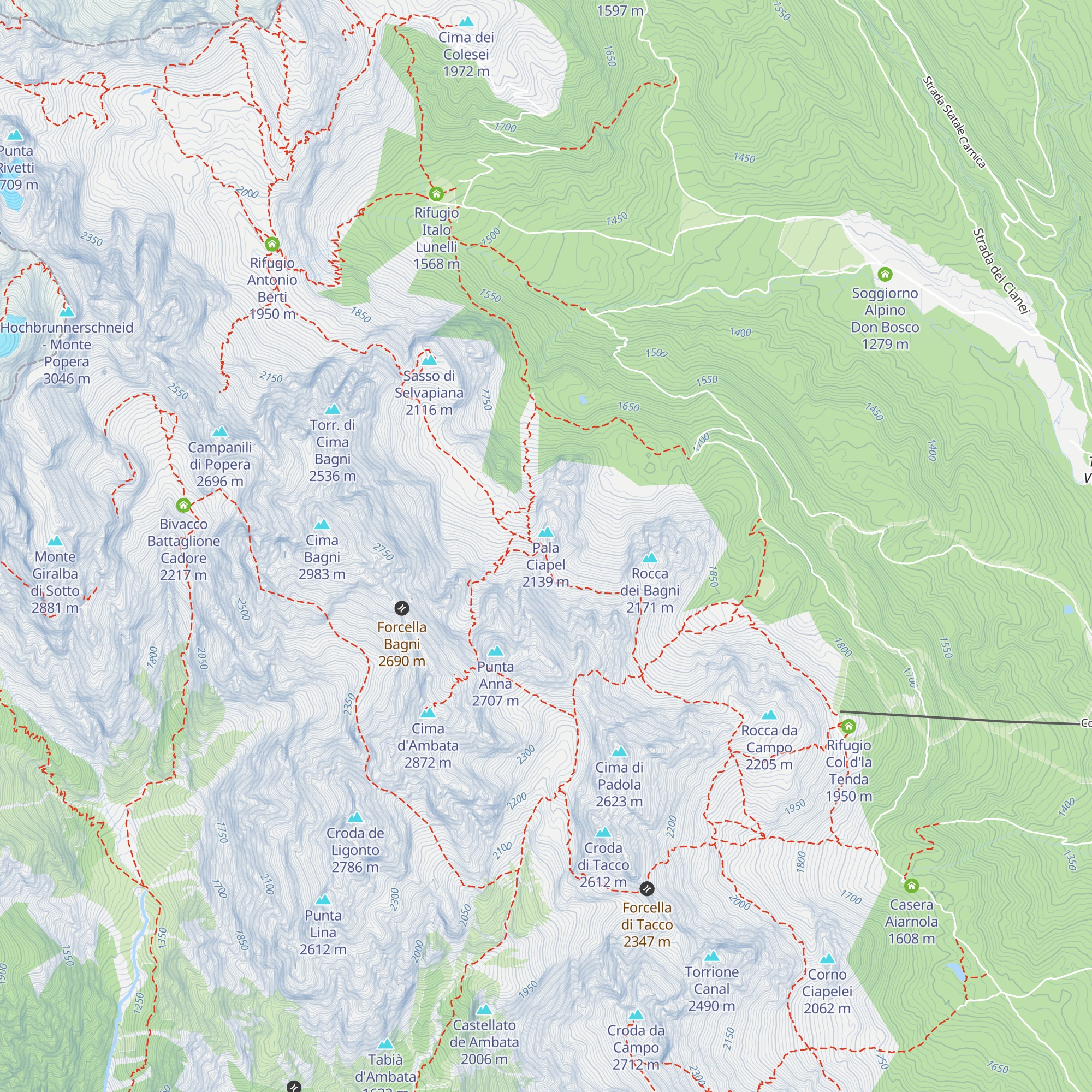 Bivacco Piovan map