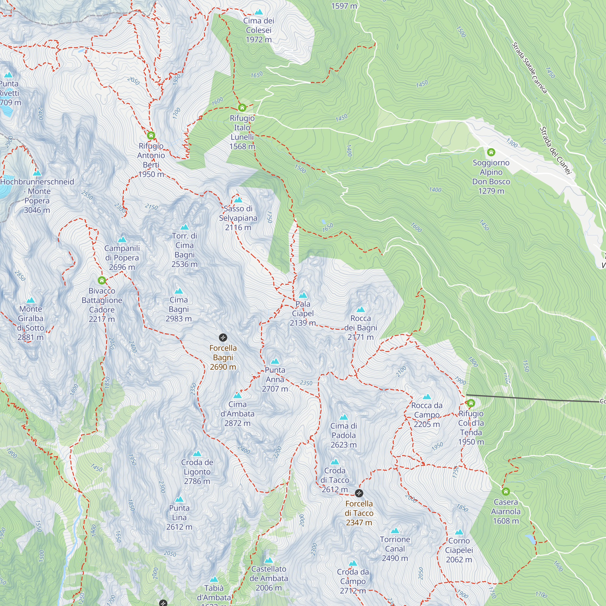 Bivacco Piovan map