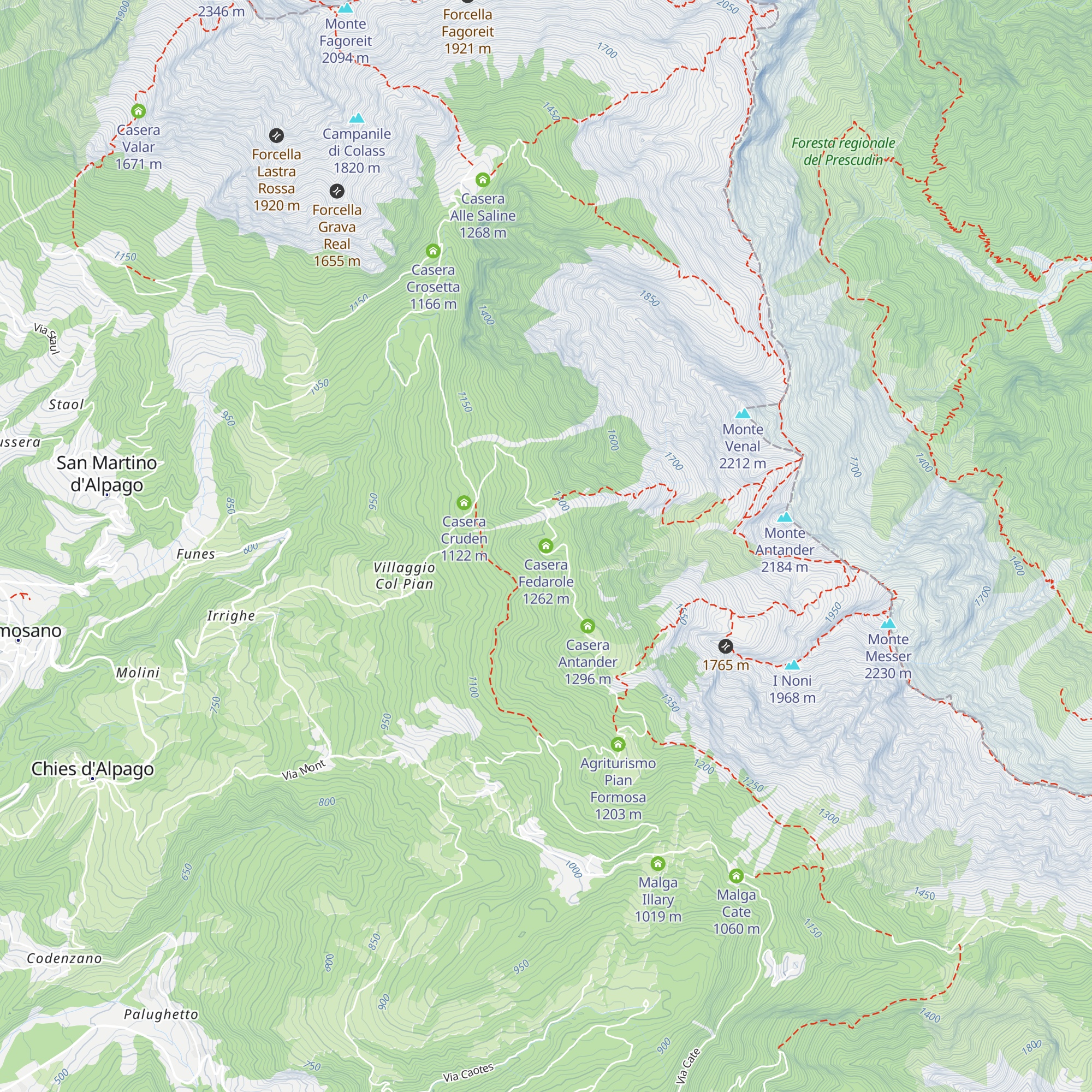 Casera Fedarole map