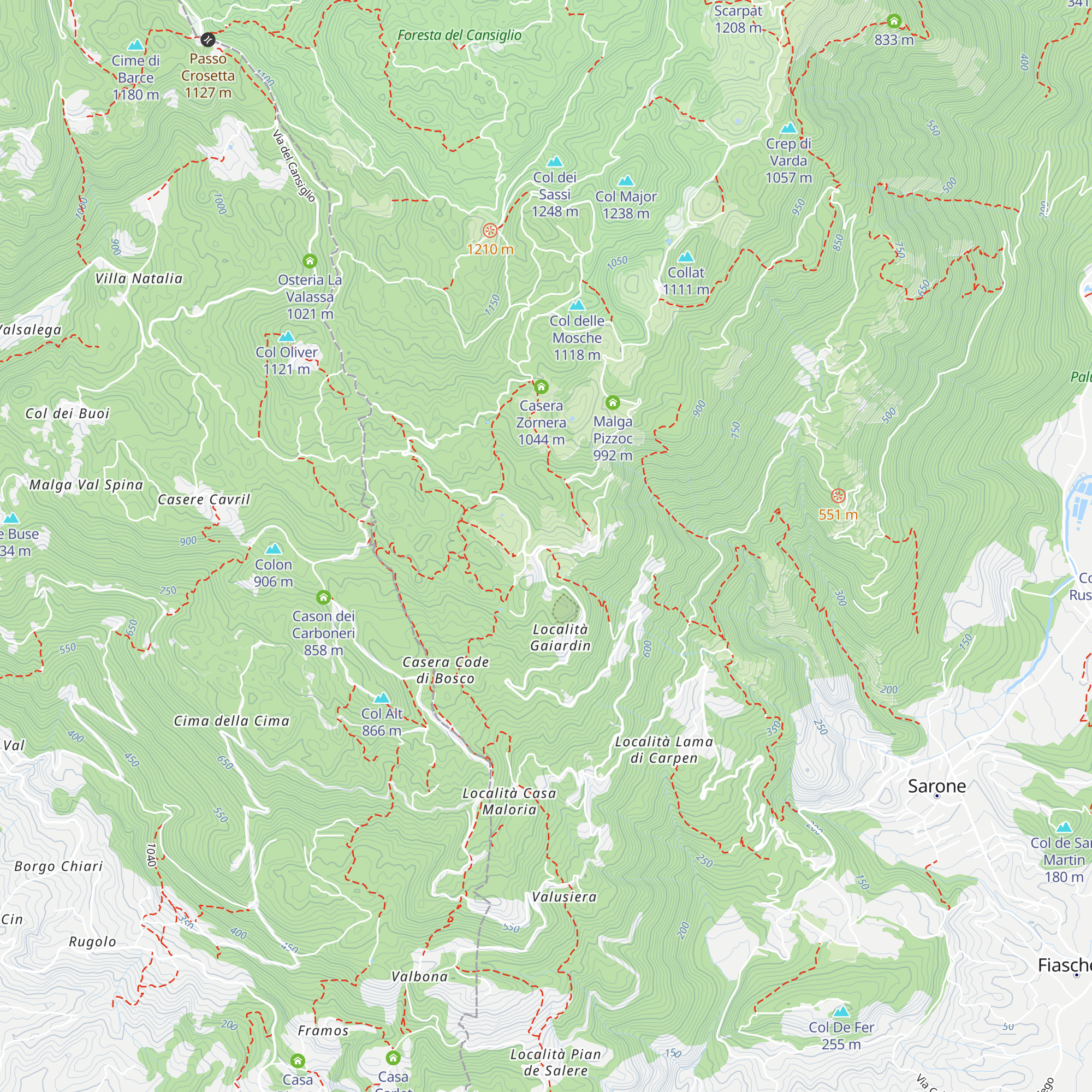 Malga Coda di Bosco dal Titti map