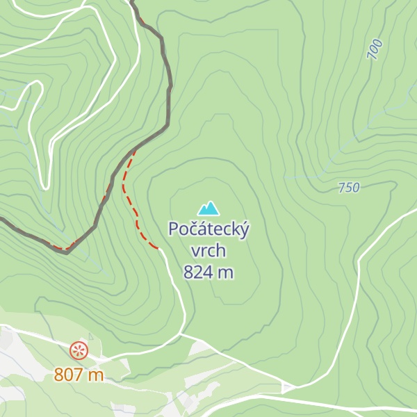 Map of Počátecký vrch