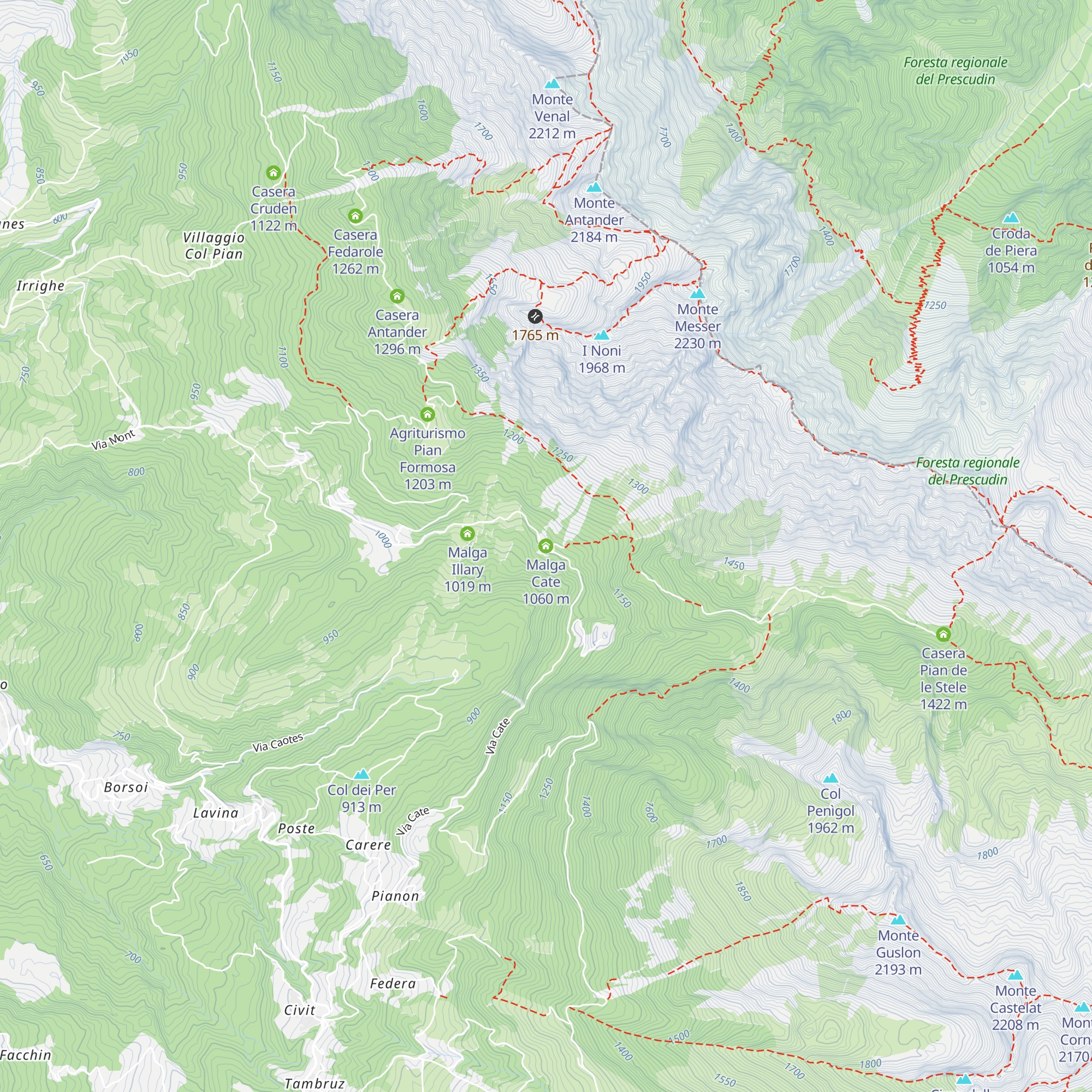 Malga Cate map