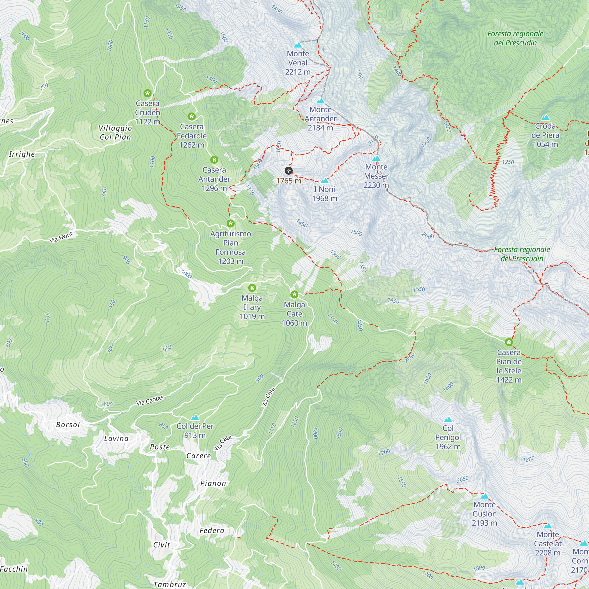 Malga Cate map