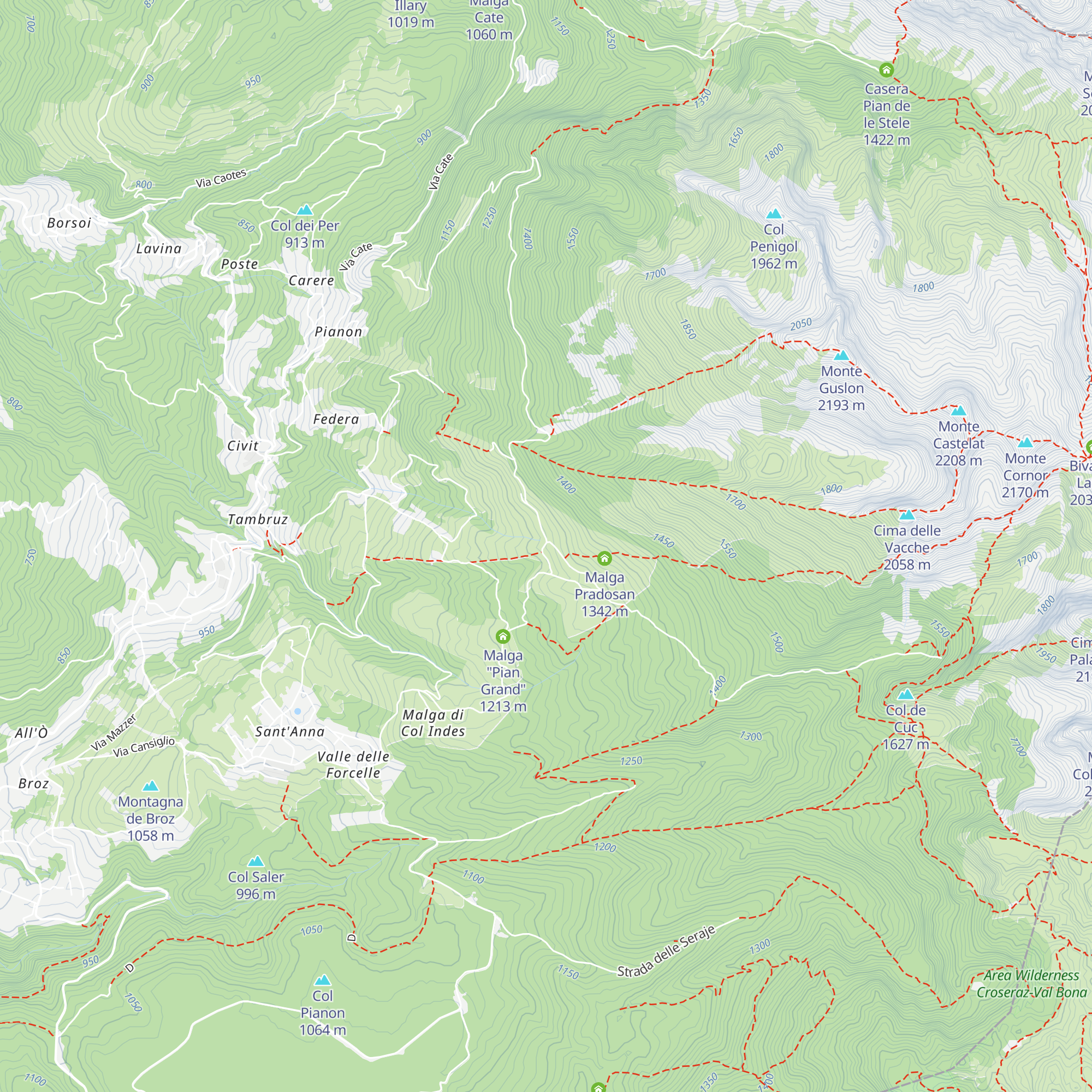 Malga Pian de le Lastre map
