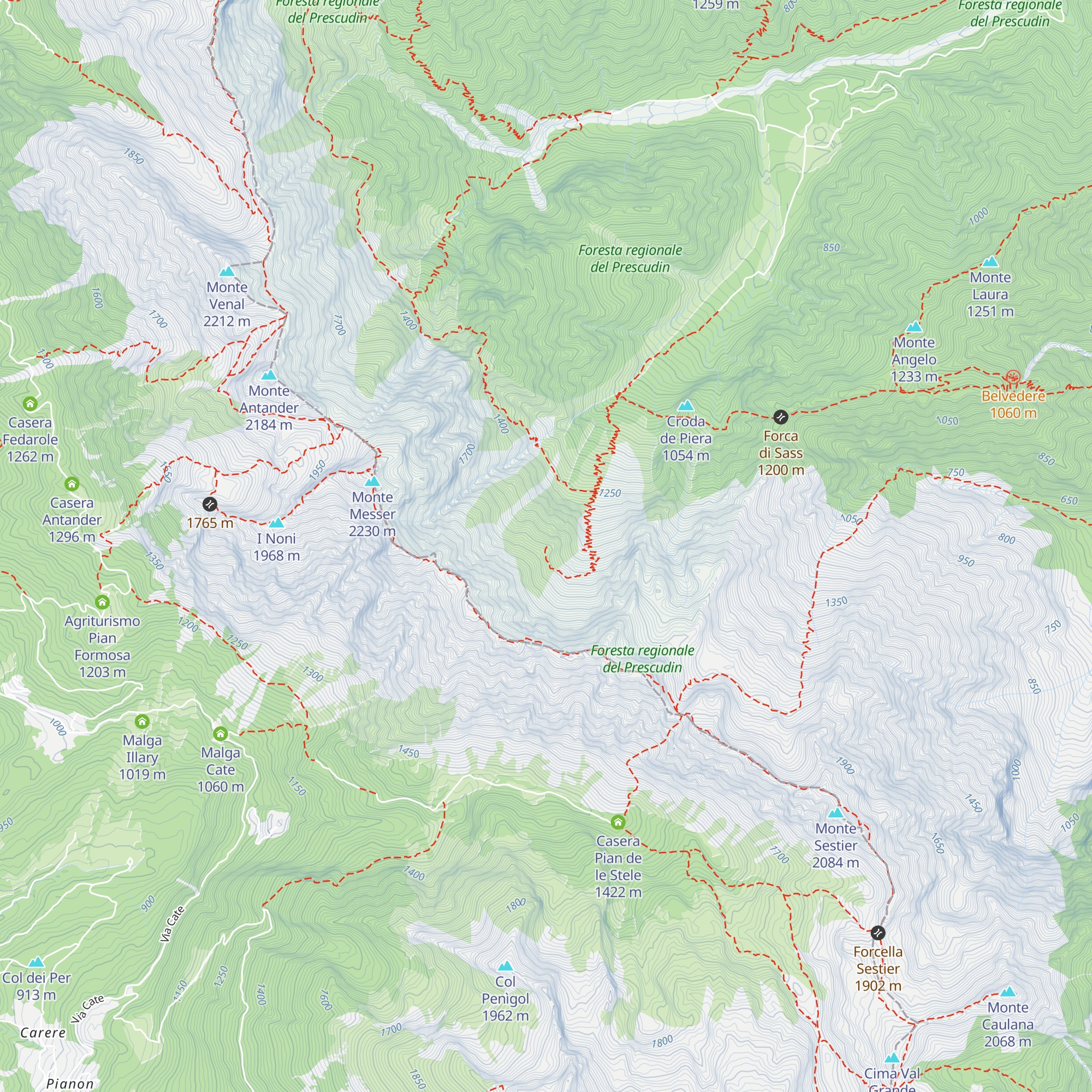 Bivacco Groppa Pastour map