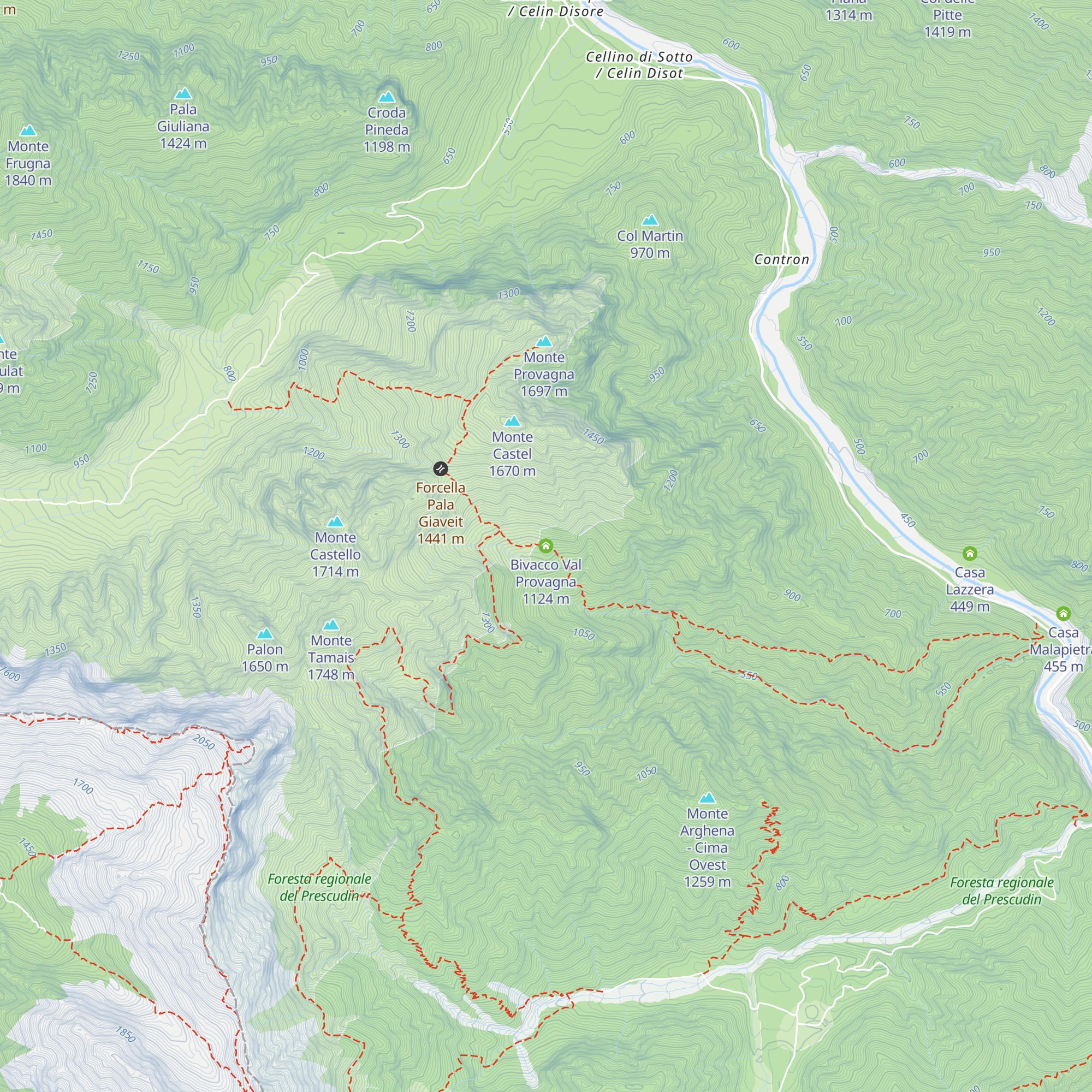 Bivacco Val Provagna map