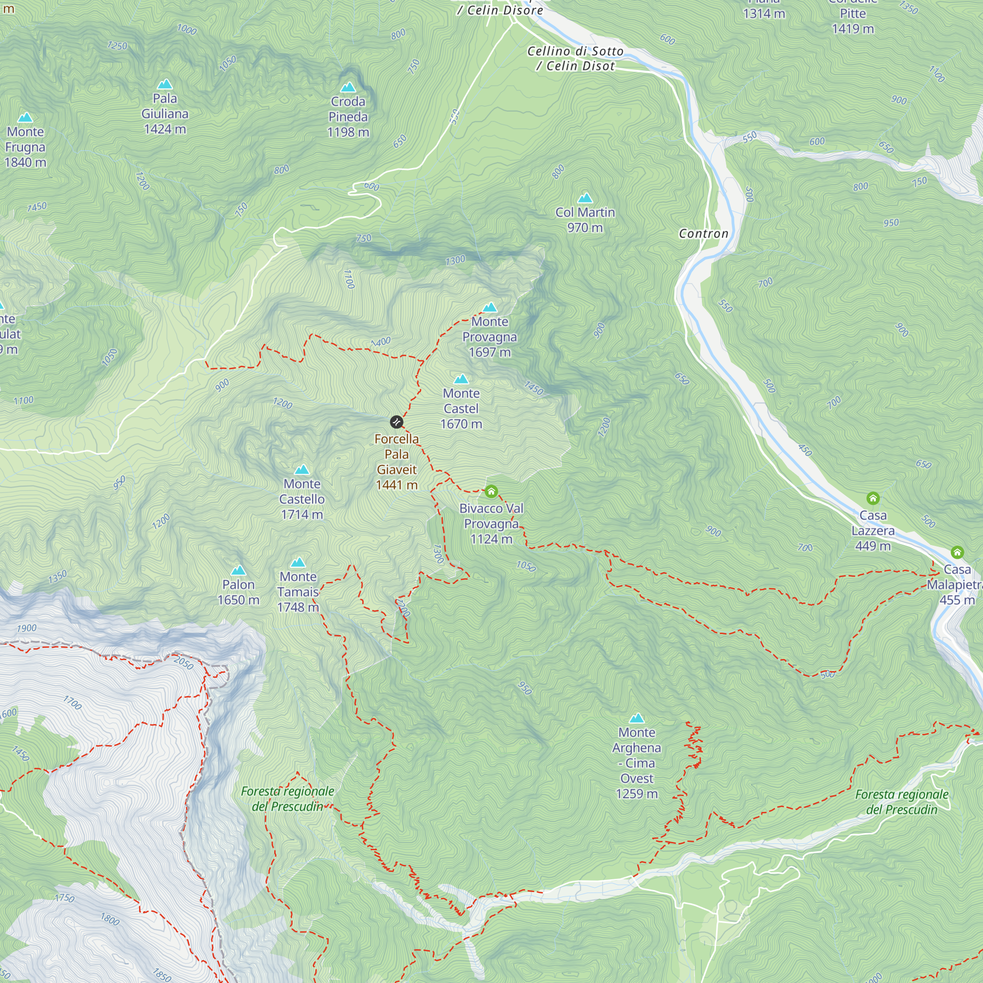 Bivacco Val Provagna map