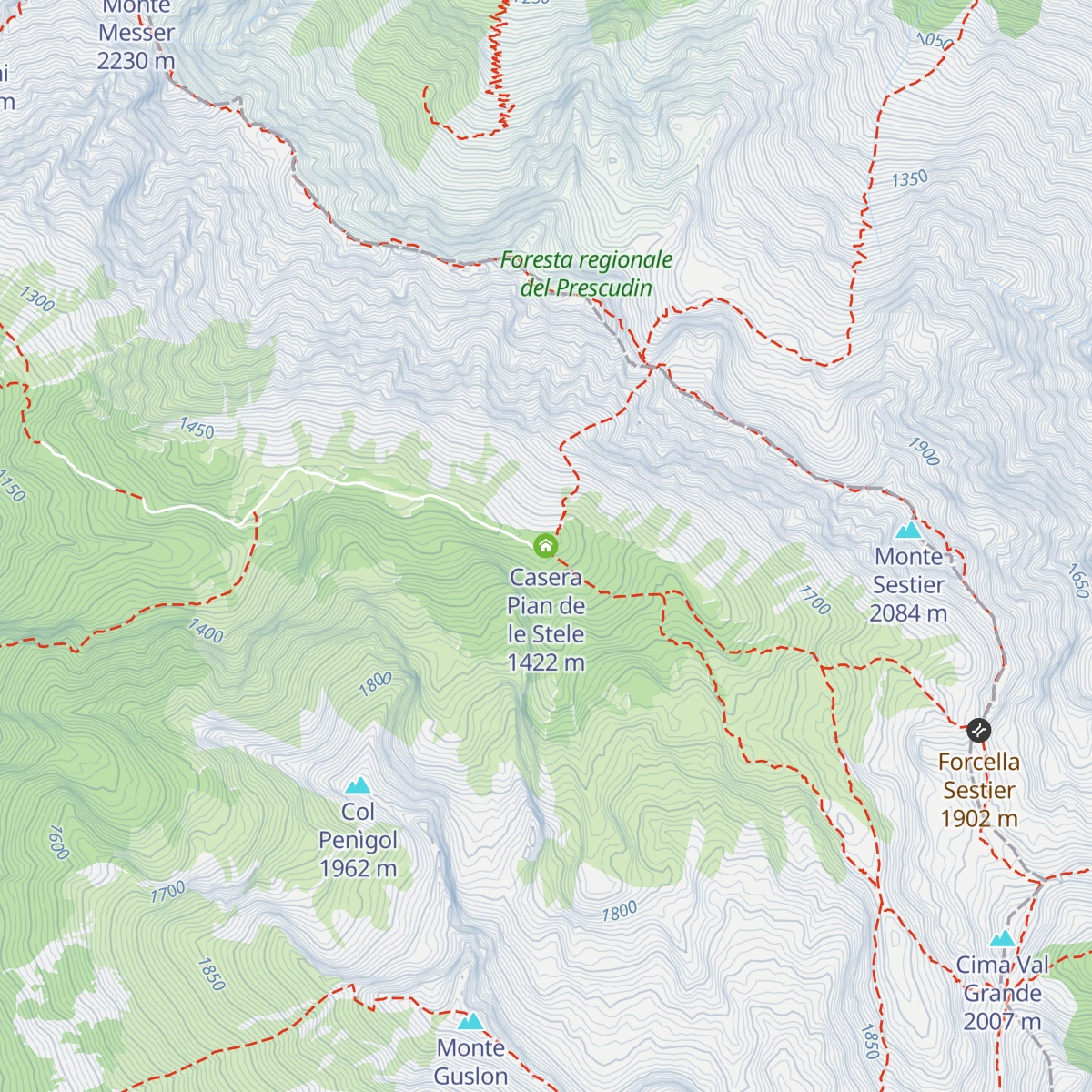 Casera Pian de le Stele map