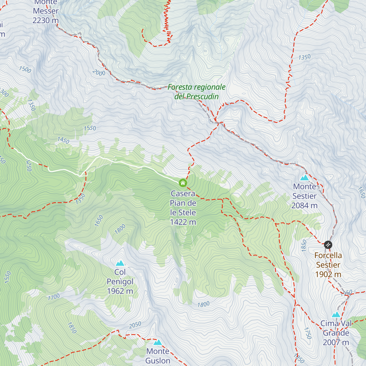 Casera Pian de le Stele map