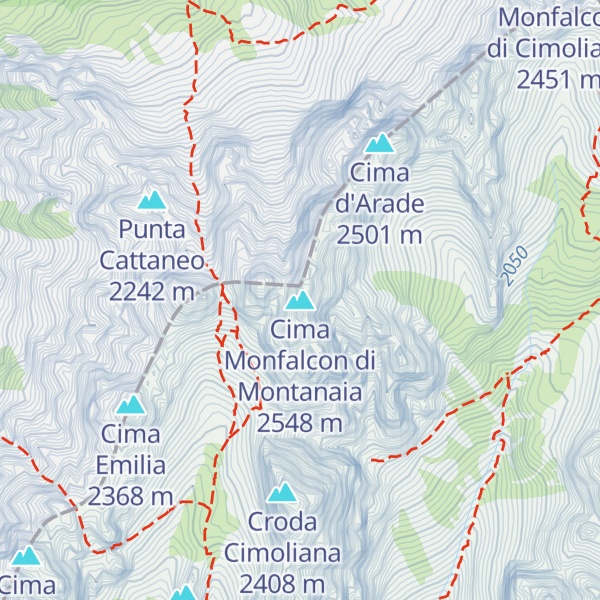 Map of Cima Monfalcon di Montanaia