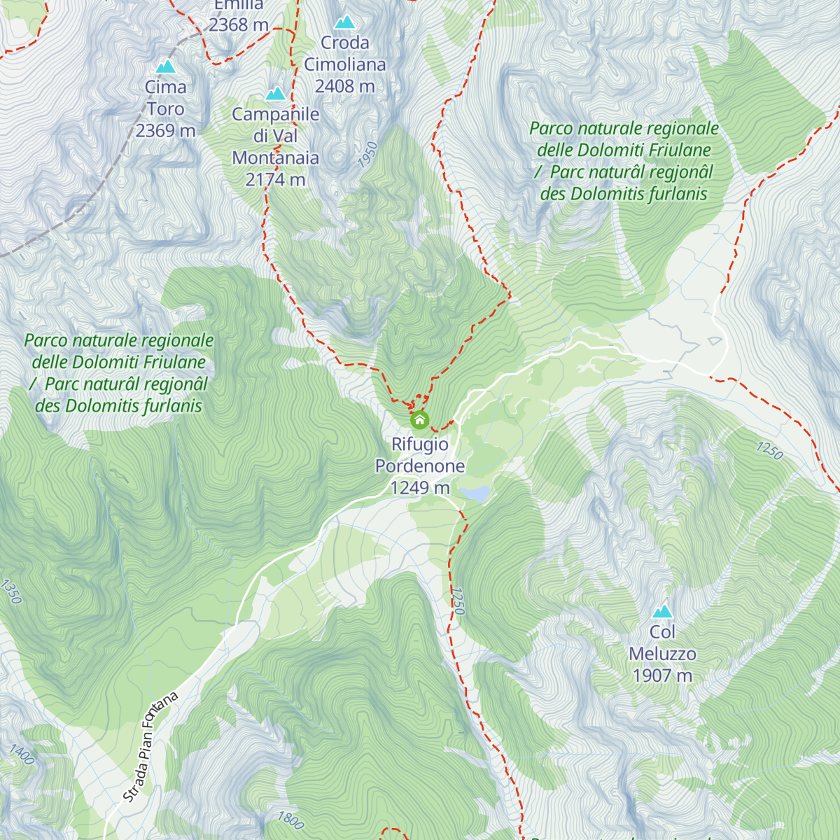 Rifugio Pordenone map