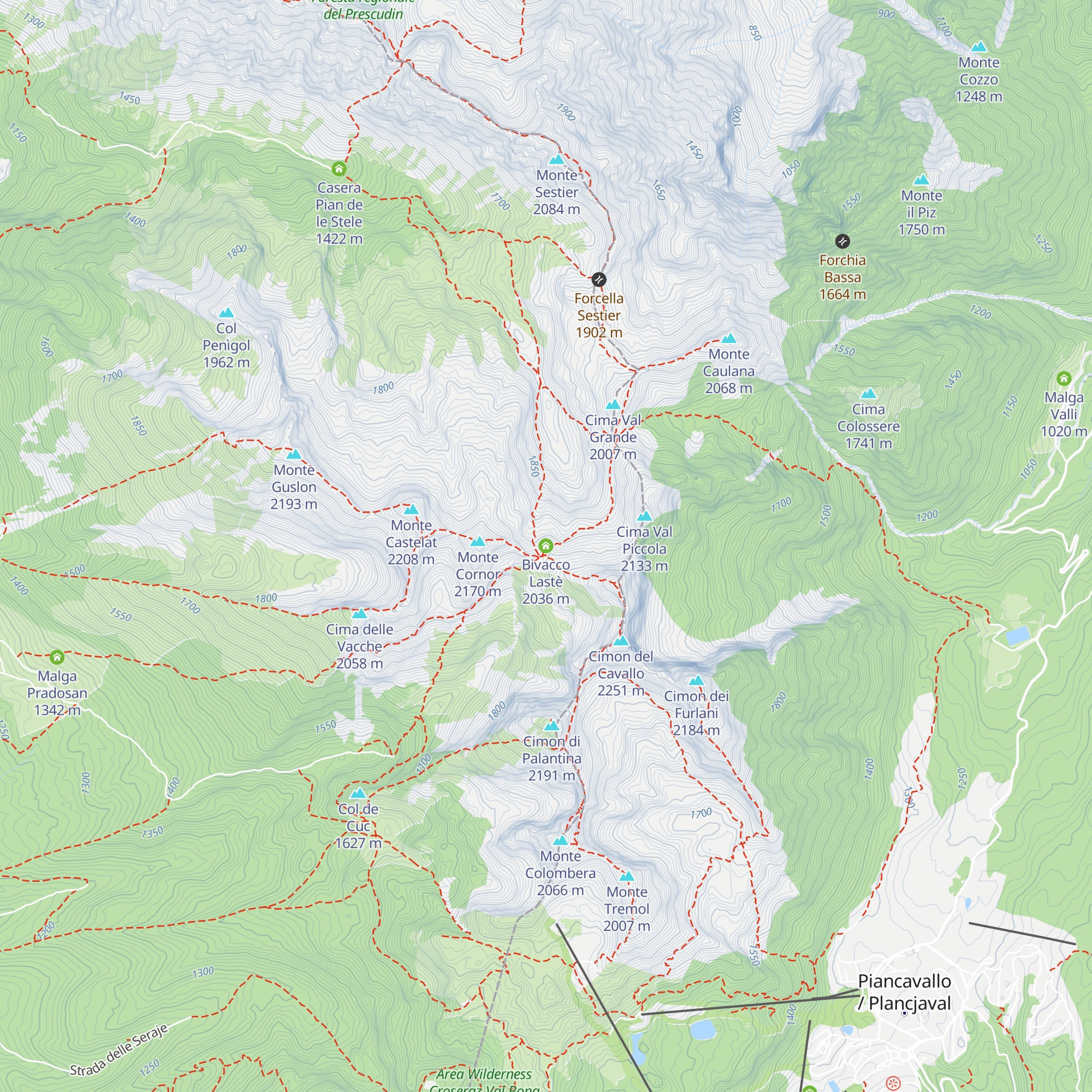 Bivacco Lastè map
