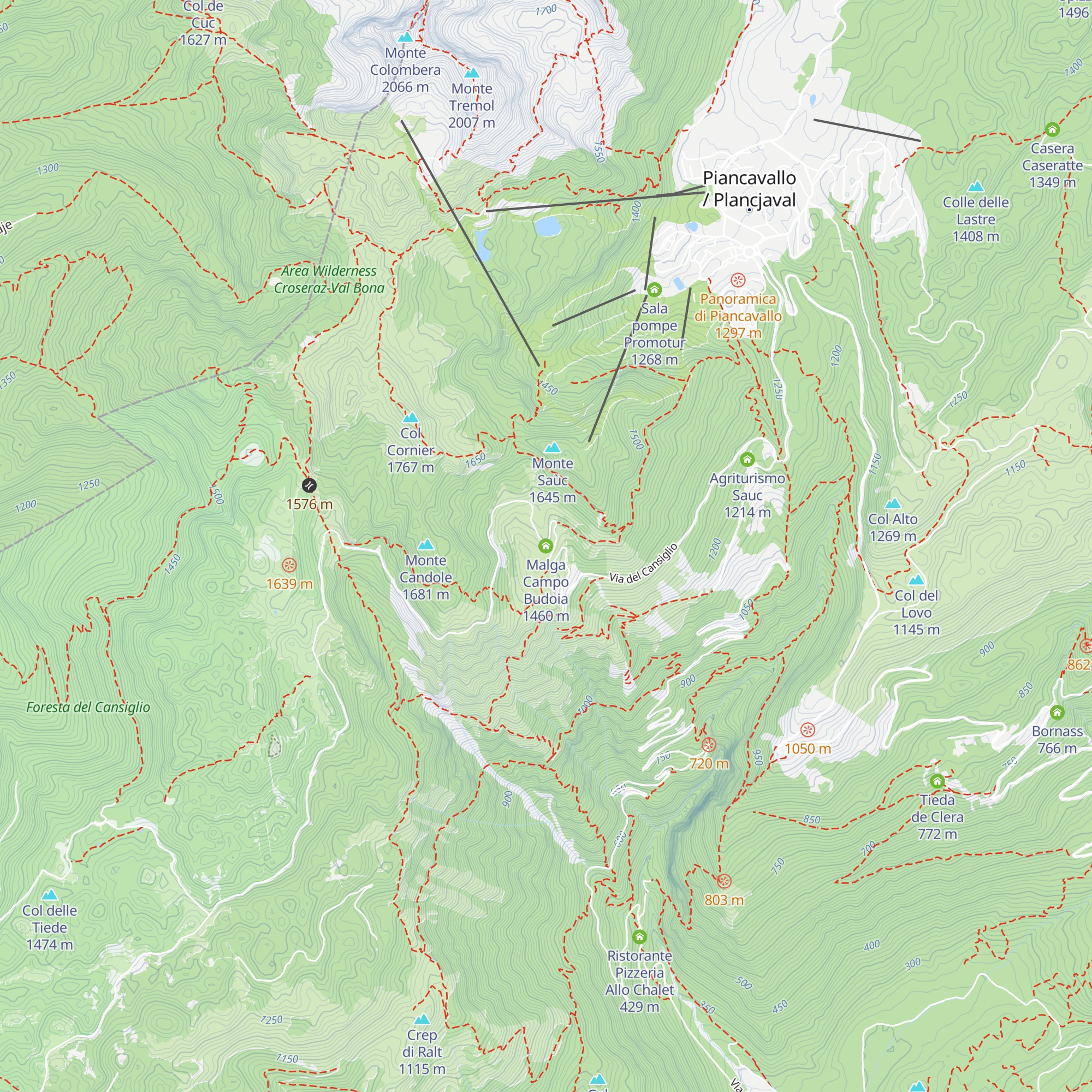 Malga Campo Budoia map