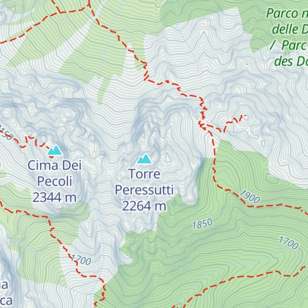 Map of Cima Urtisiel Ovest