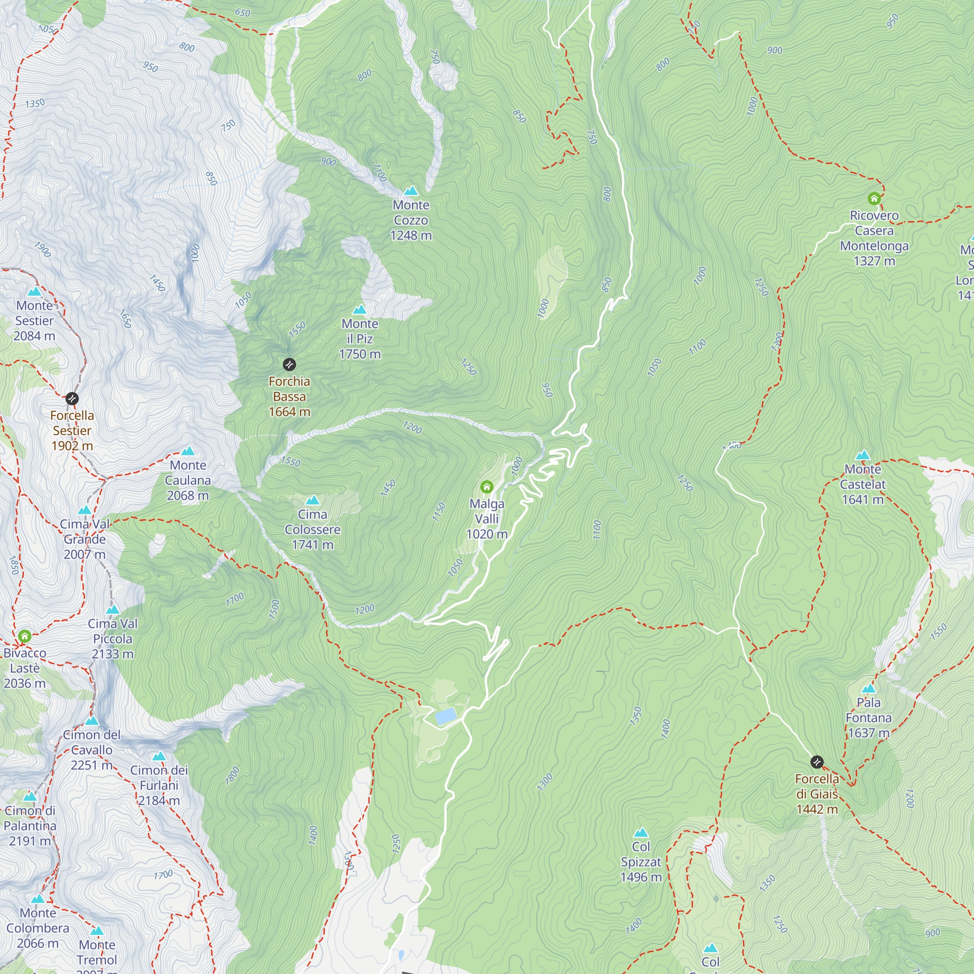 Malga Valli map