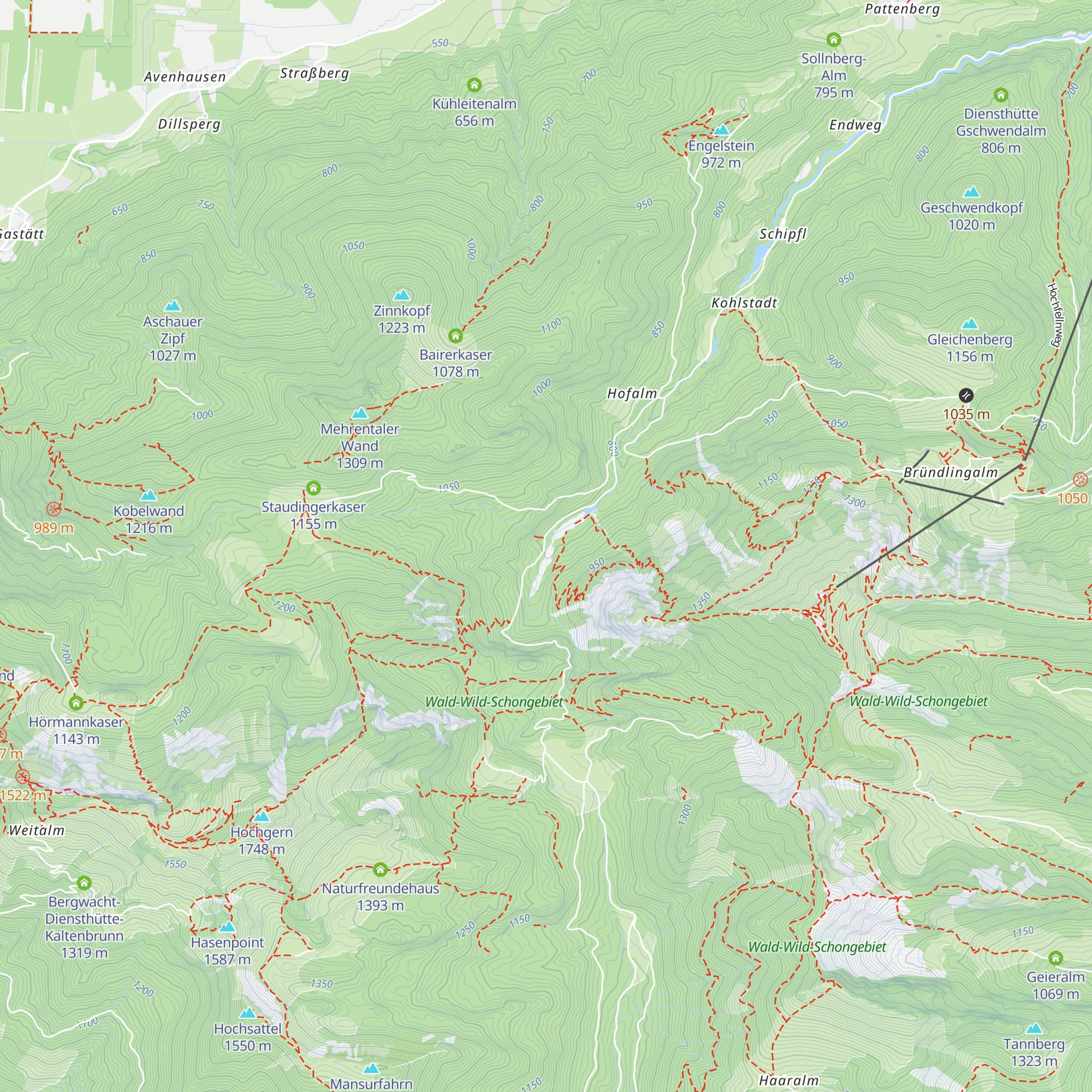 Schutzhütte Wasserwandl map