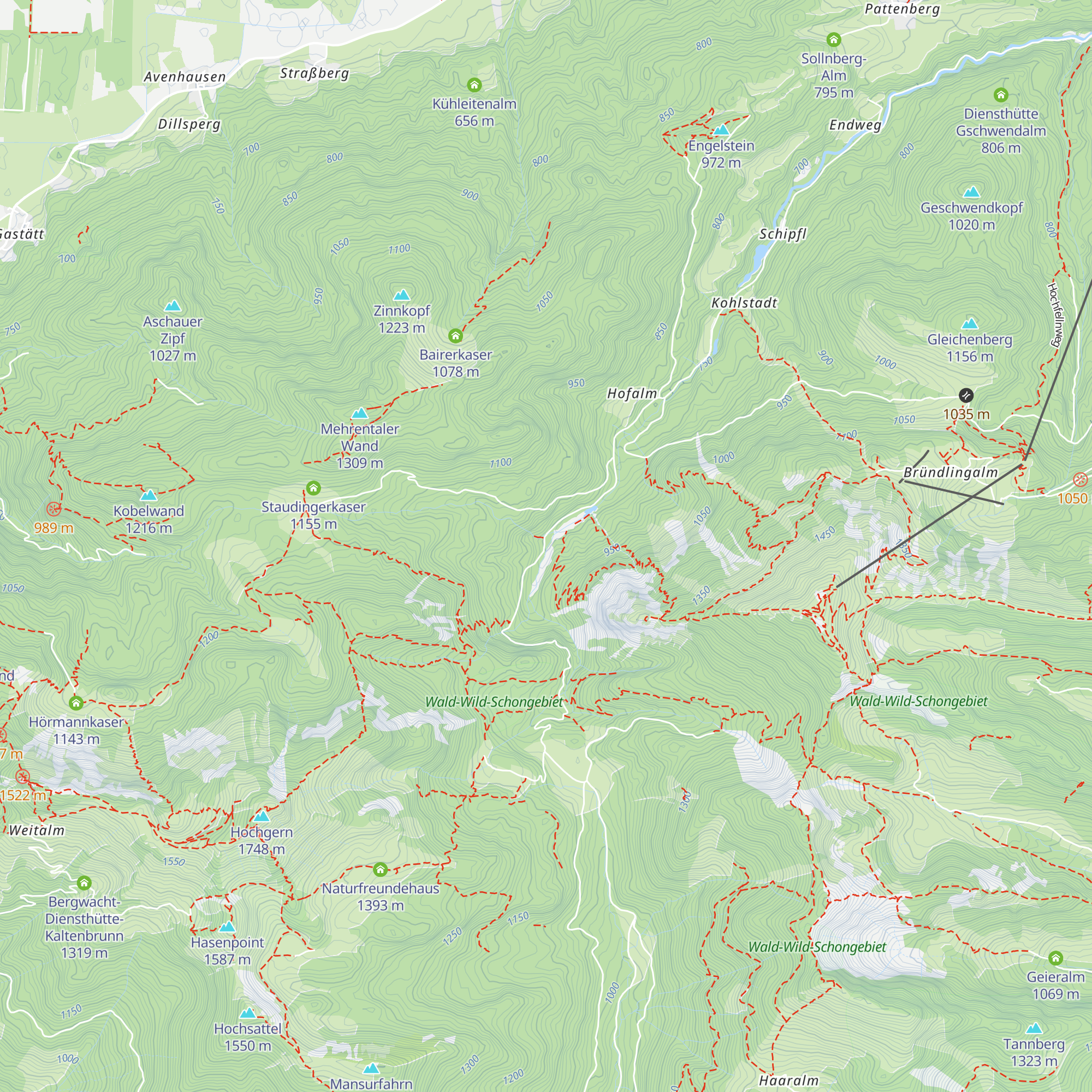Schutzhütte Wasserwandl map