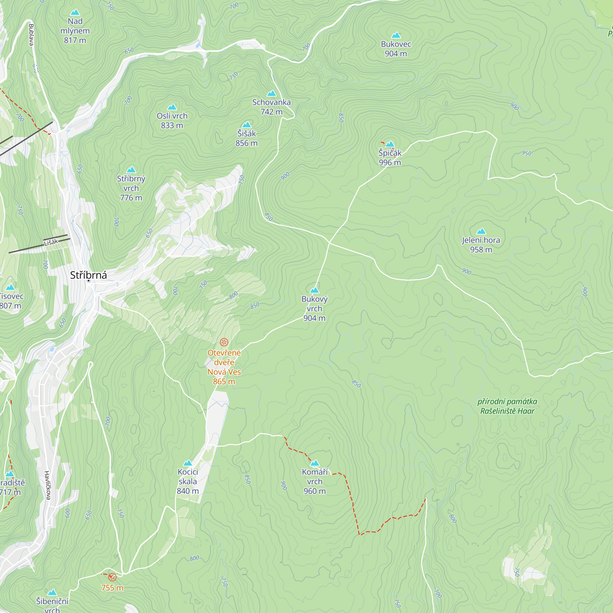 Útulna Pod Špičákem map