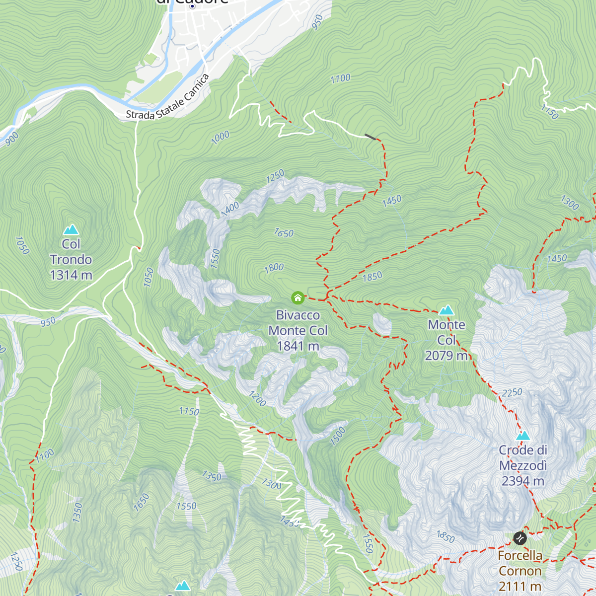 Bivacco Monte Col map