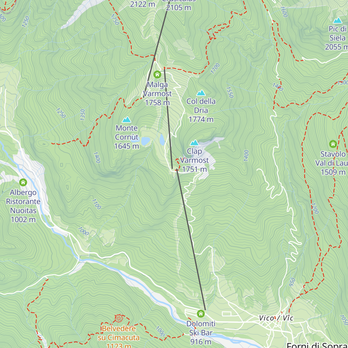 Rifugio Som Picol map