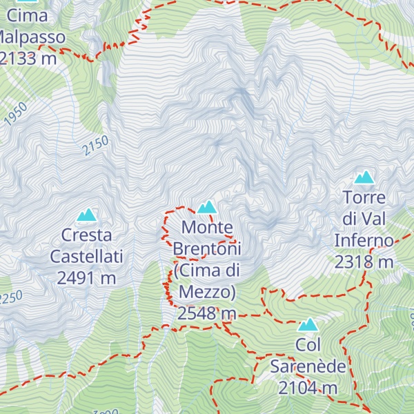 Map of Monte Brentoni (Cima di Mezzo)