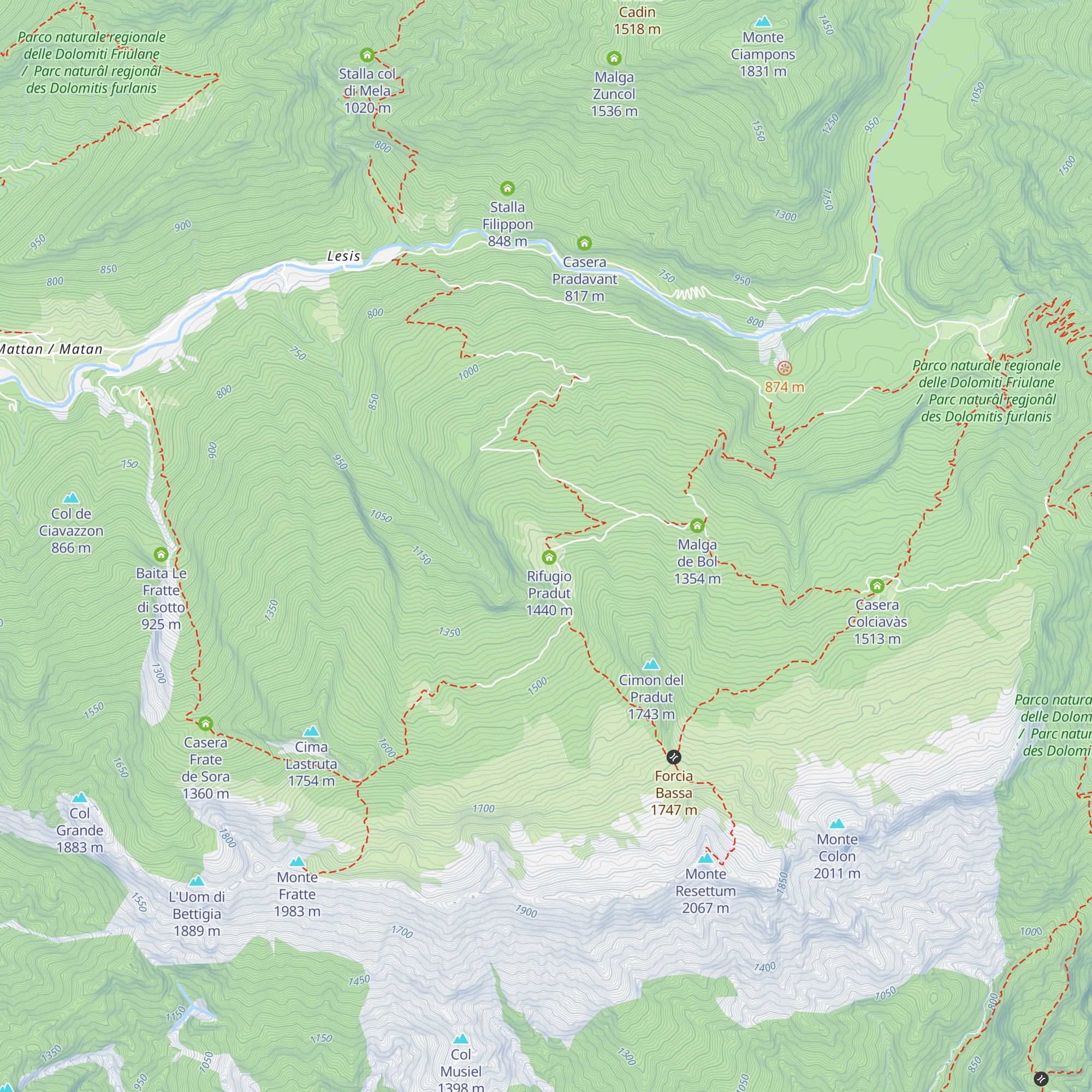 Casera Pradut map