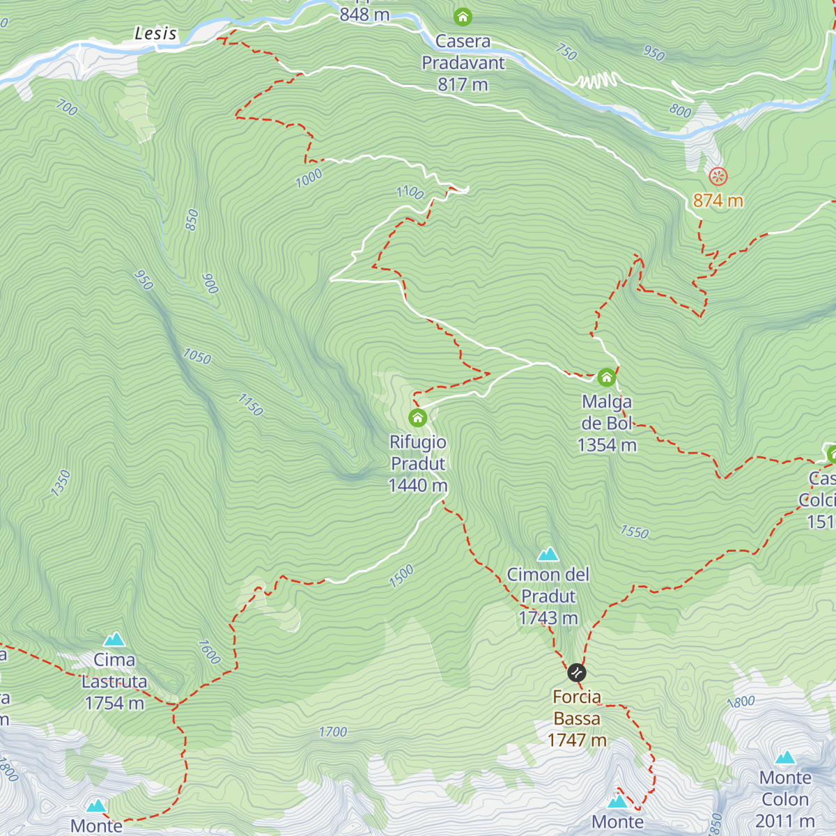 Rifugio Pradut map