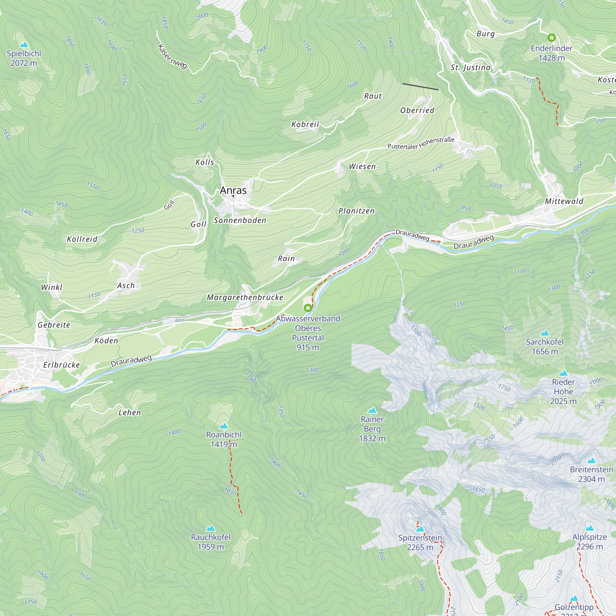 Abwasserverband Oberes Pustertal map