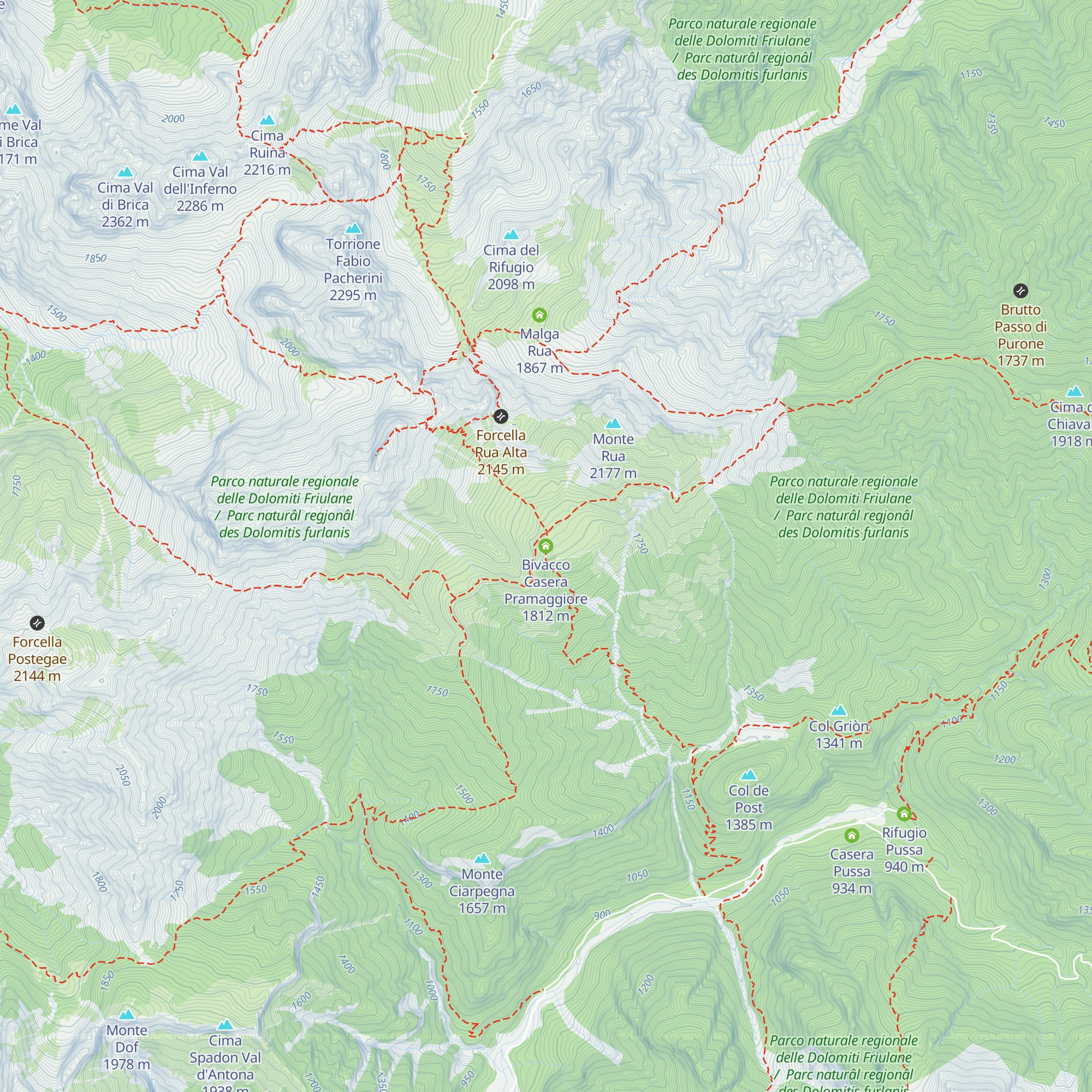 Bivacco Casera Pramaggiore map