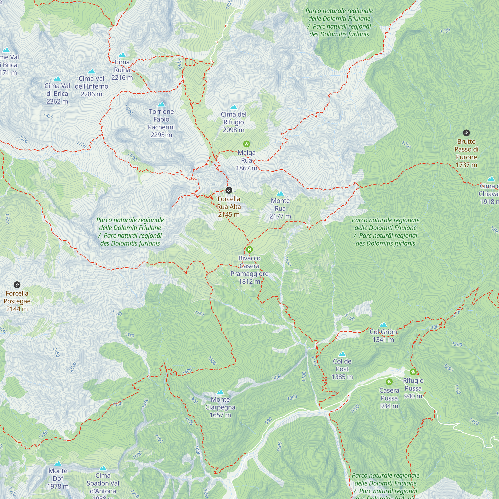 Bivacco Casera Pramaggiore map
