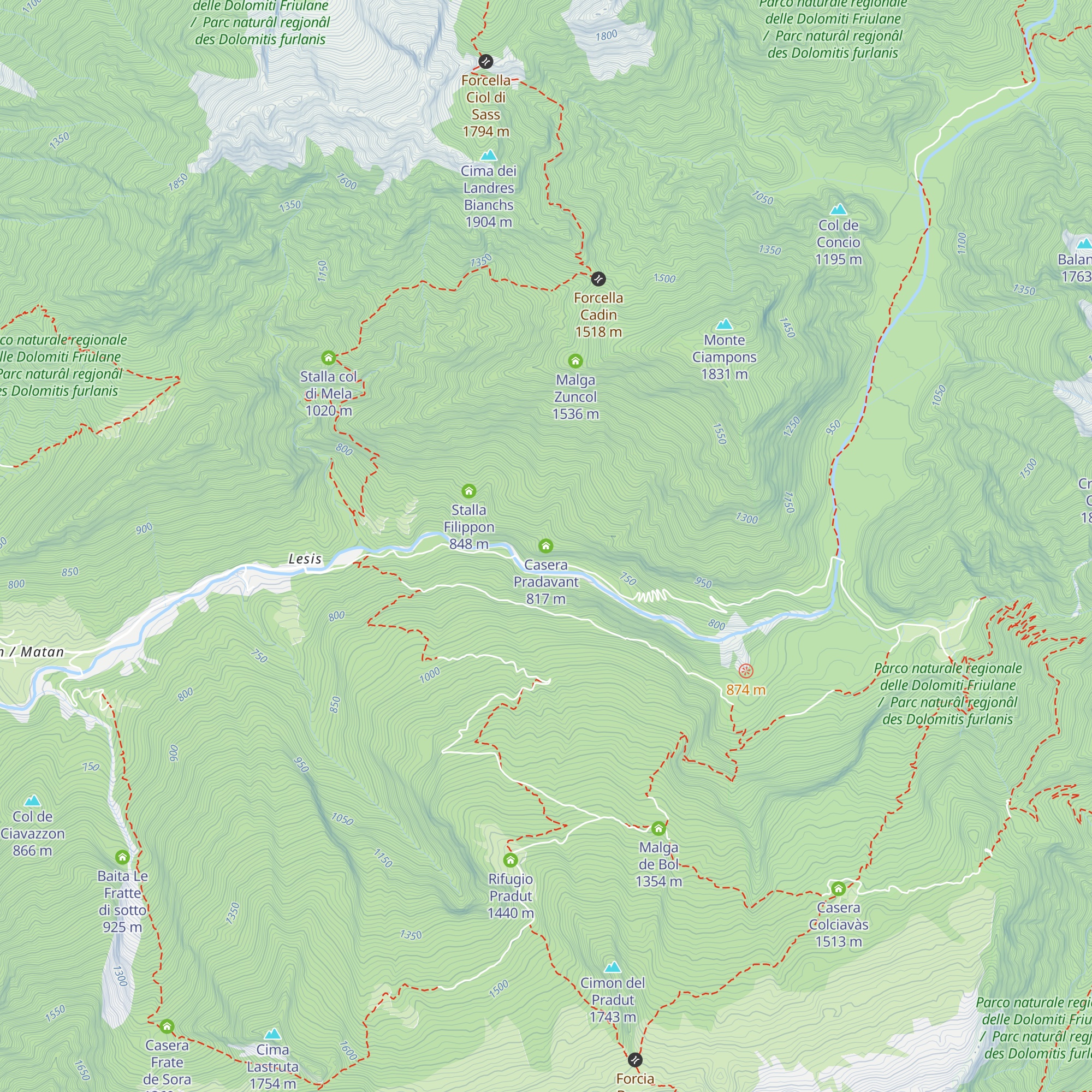 Casera Pradavant map