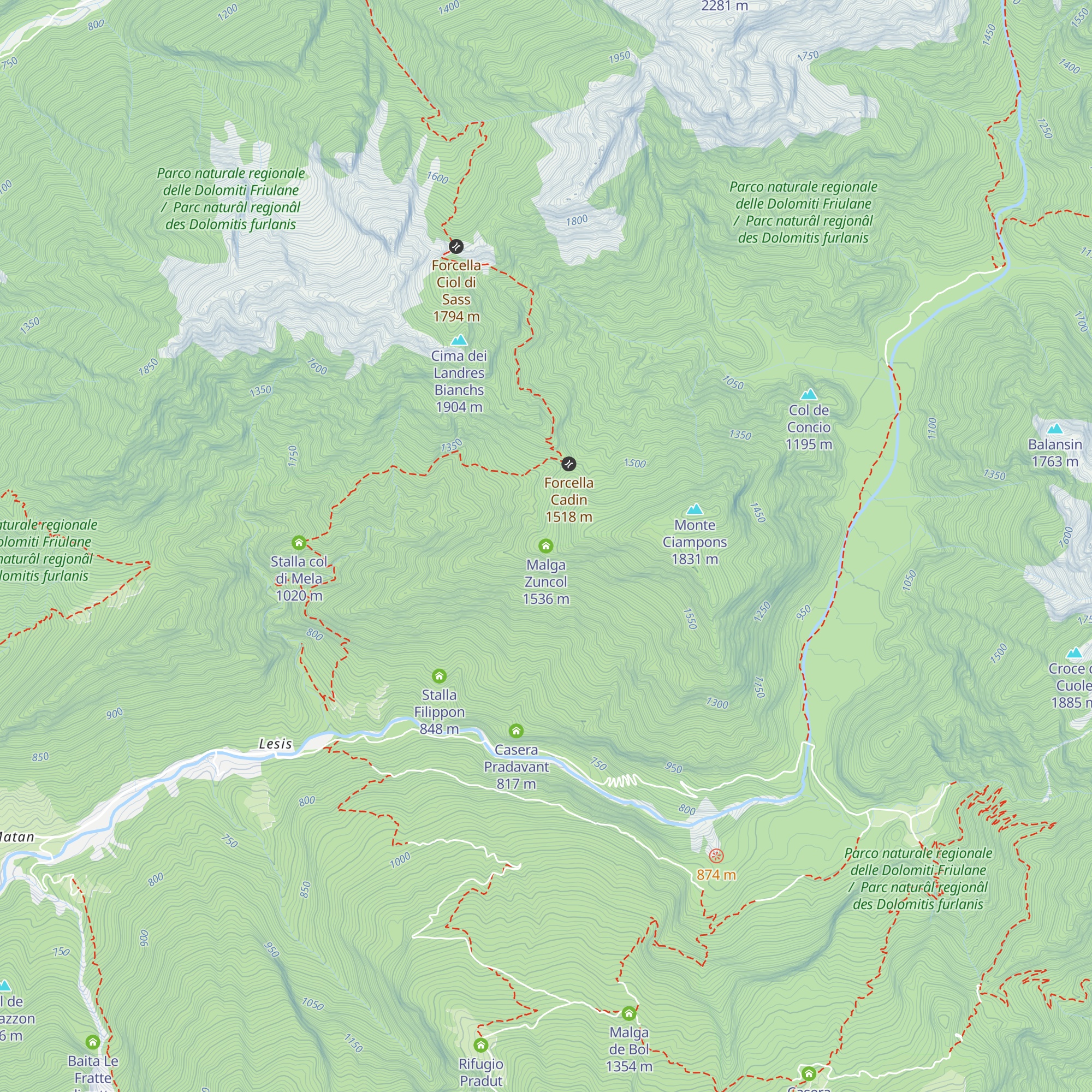Malga Zuncol map