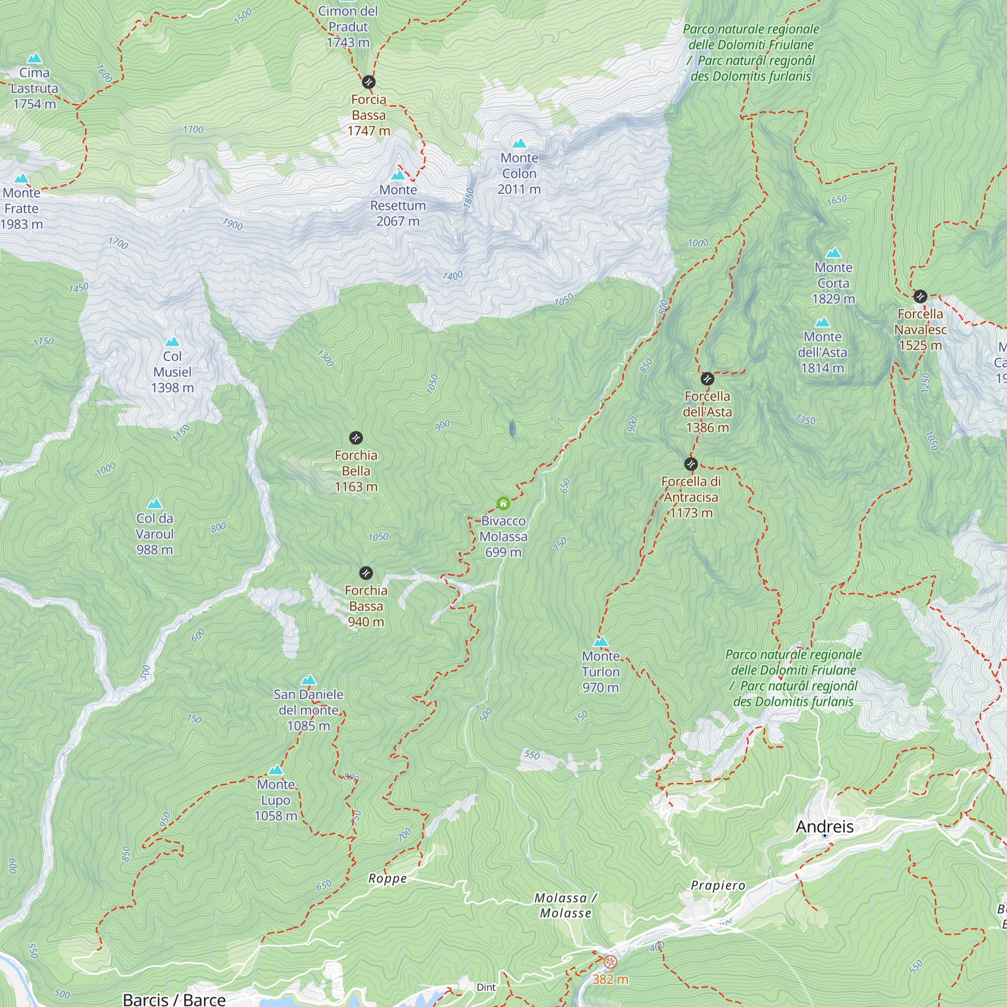 Bivacco Molassa map