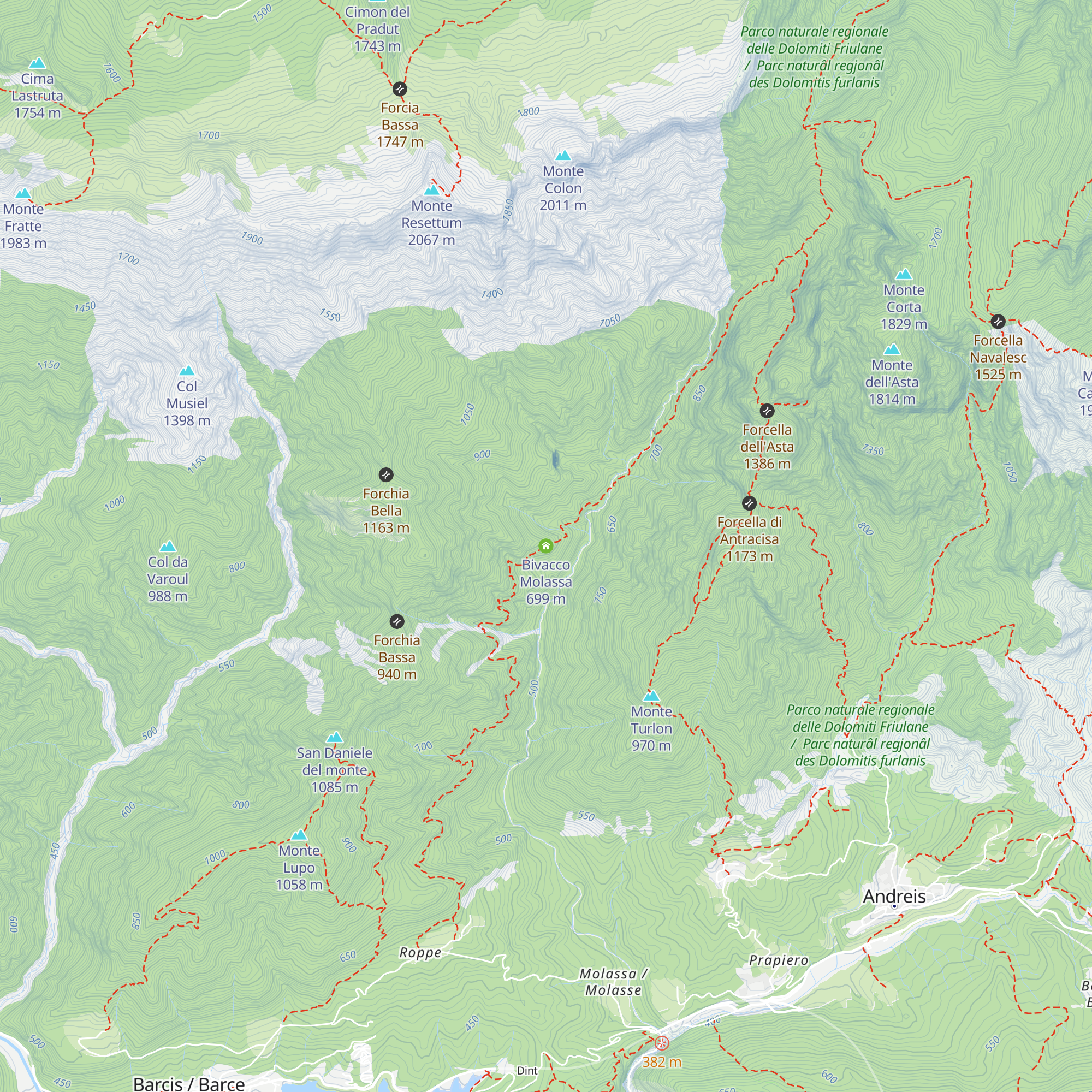 Bivacco Molassa map