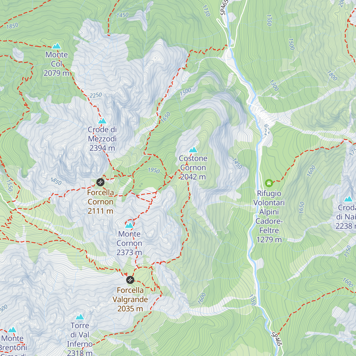 Bivacco Cornon map