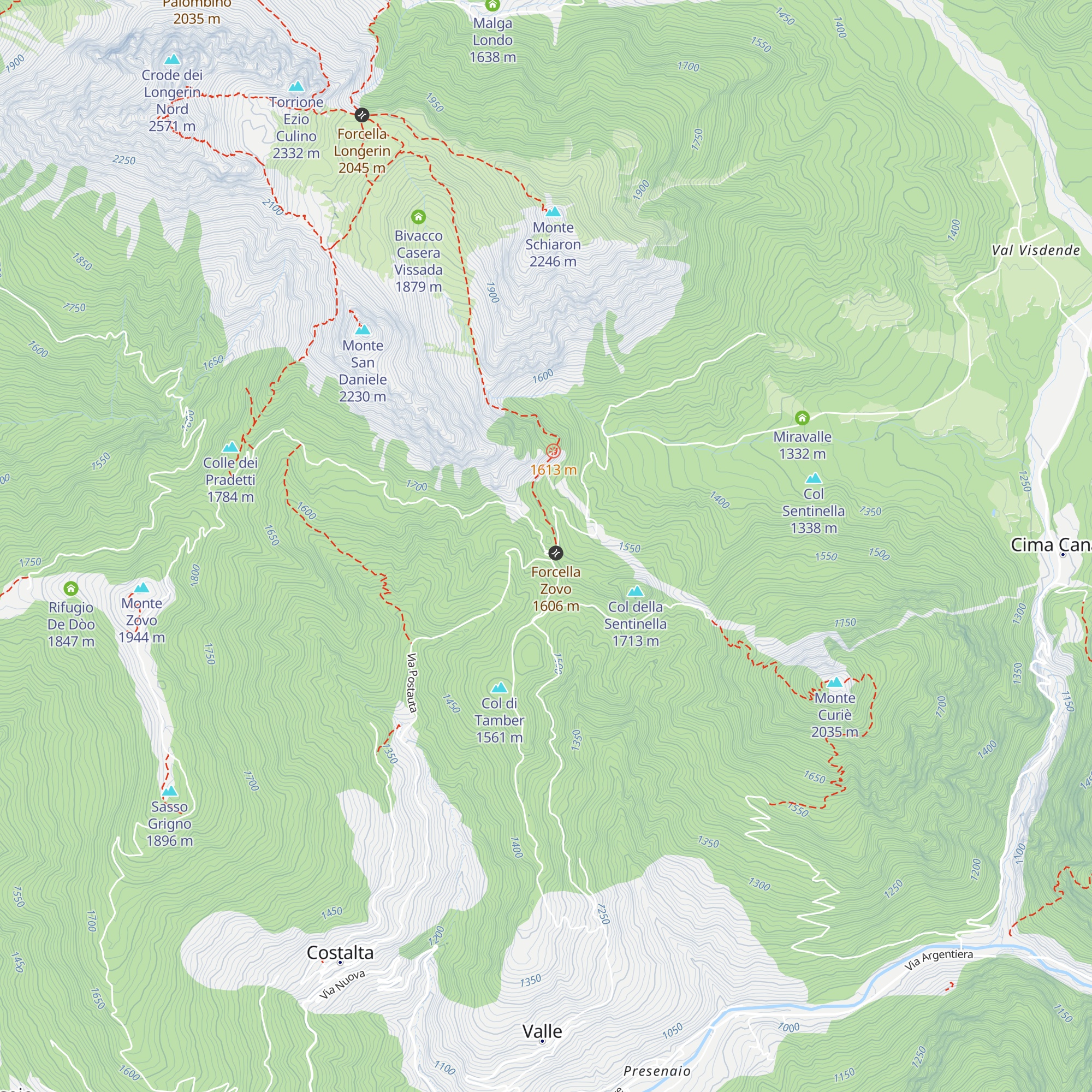 Rifugio Forcella Zovo map