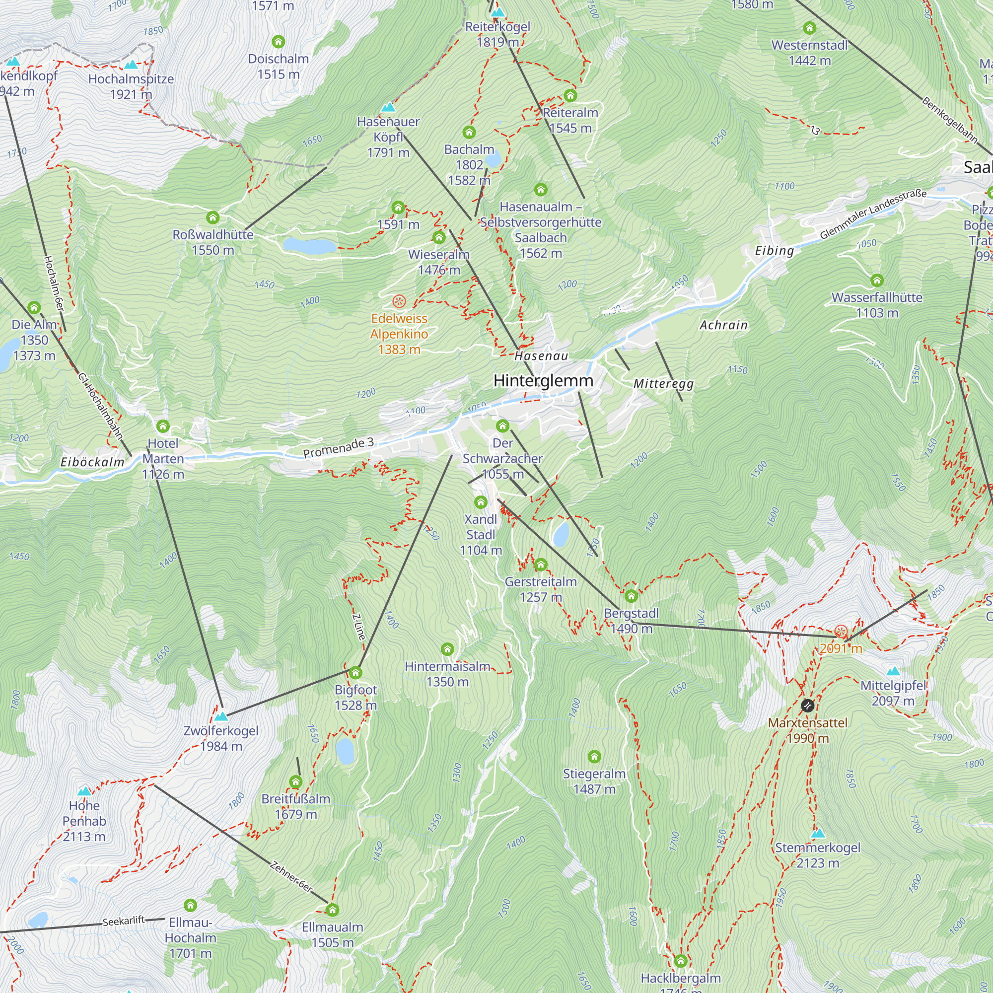 Westgipfelbahn map