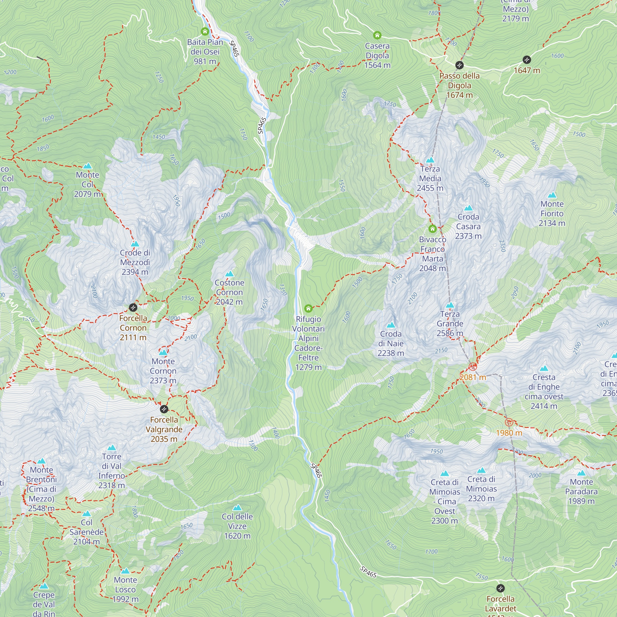 Rifugio Volontari Alpini Cadore-Feltre map