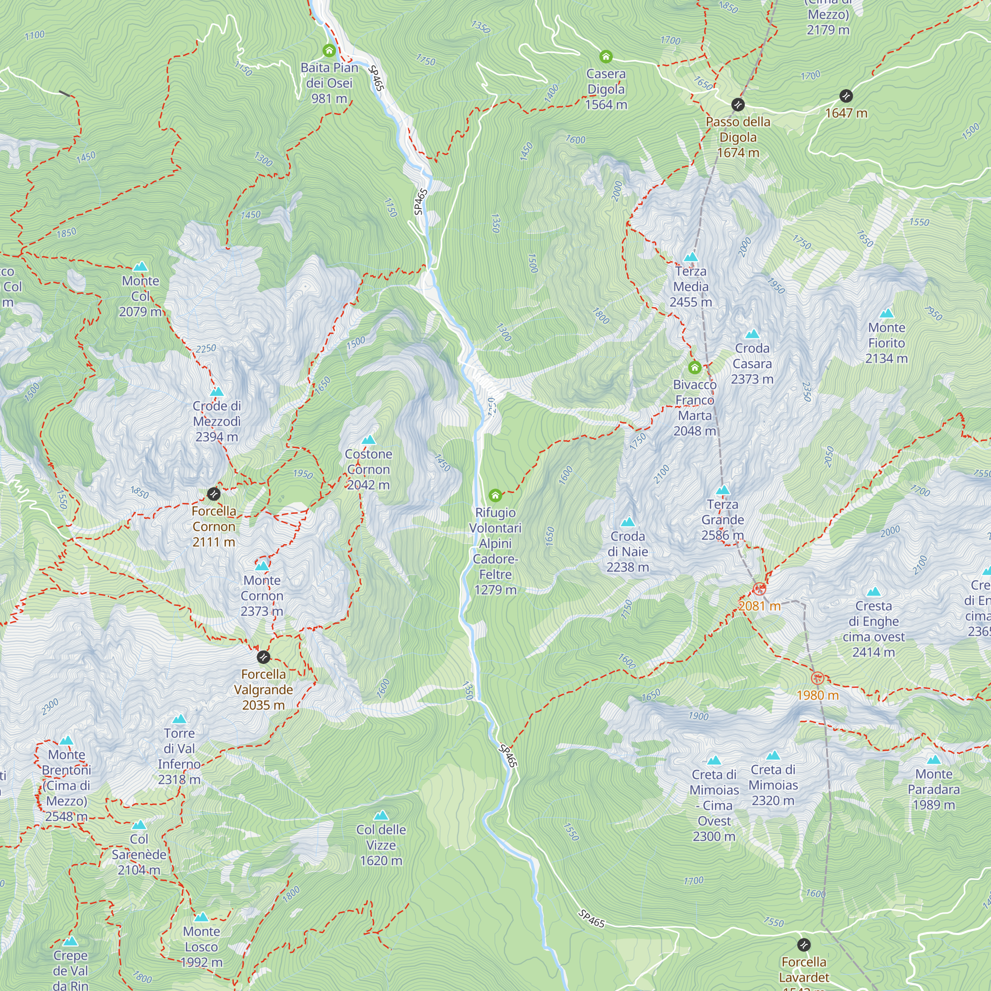 Rifugio Volontari Alpini Cadore-Feltre map